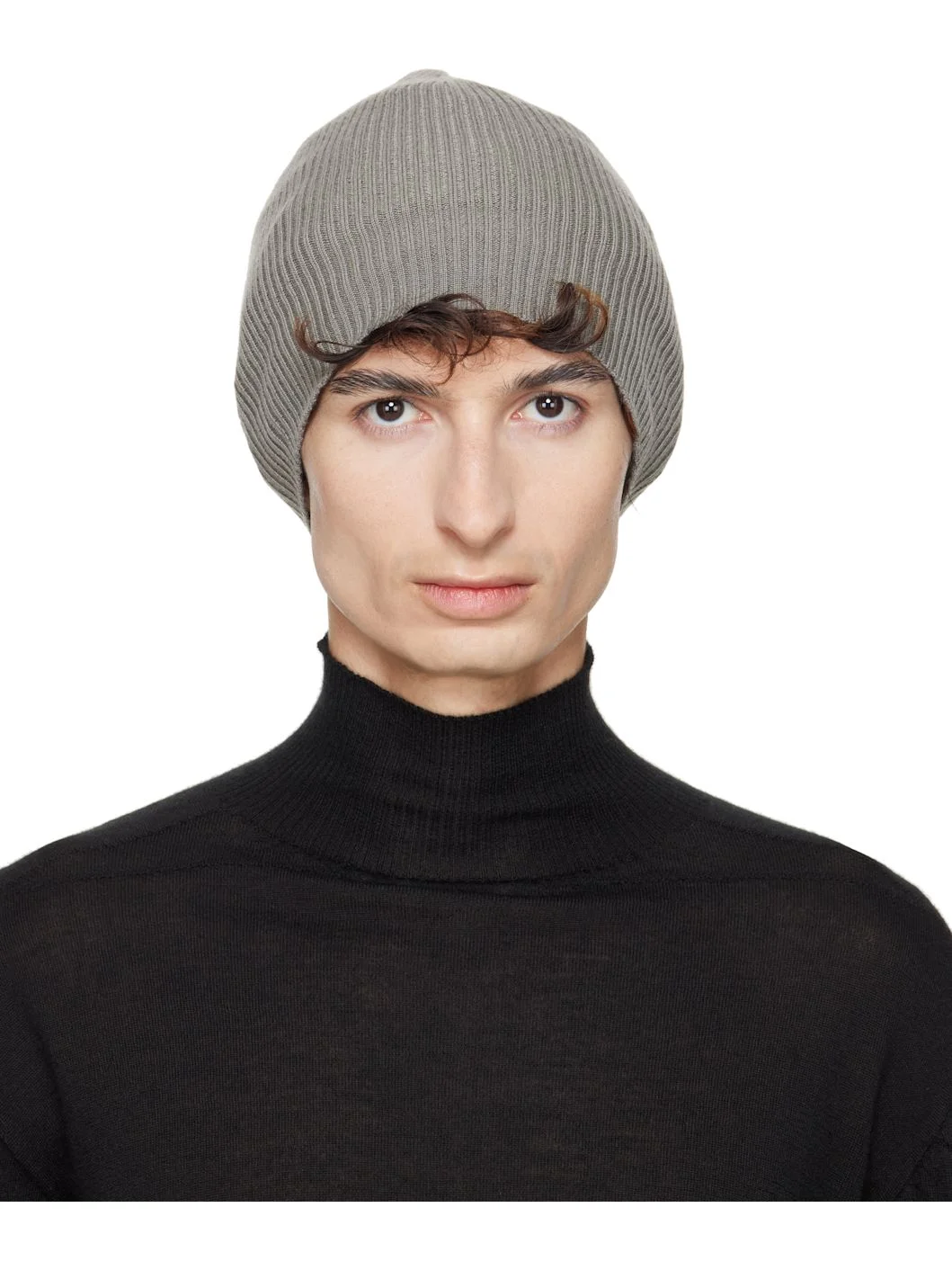 Taupe Tower Ribbed Beanie - 1