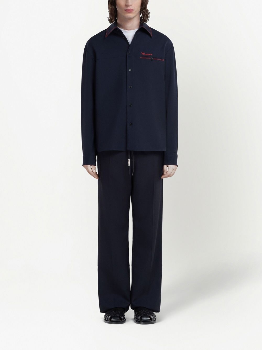 straight-leg wool trousers - 3