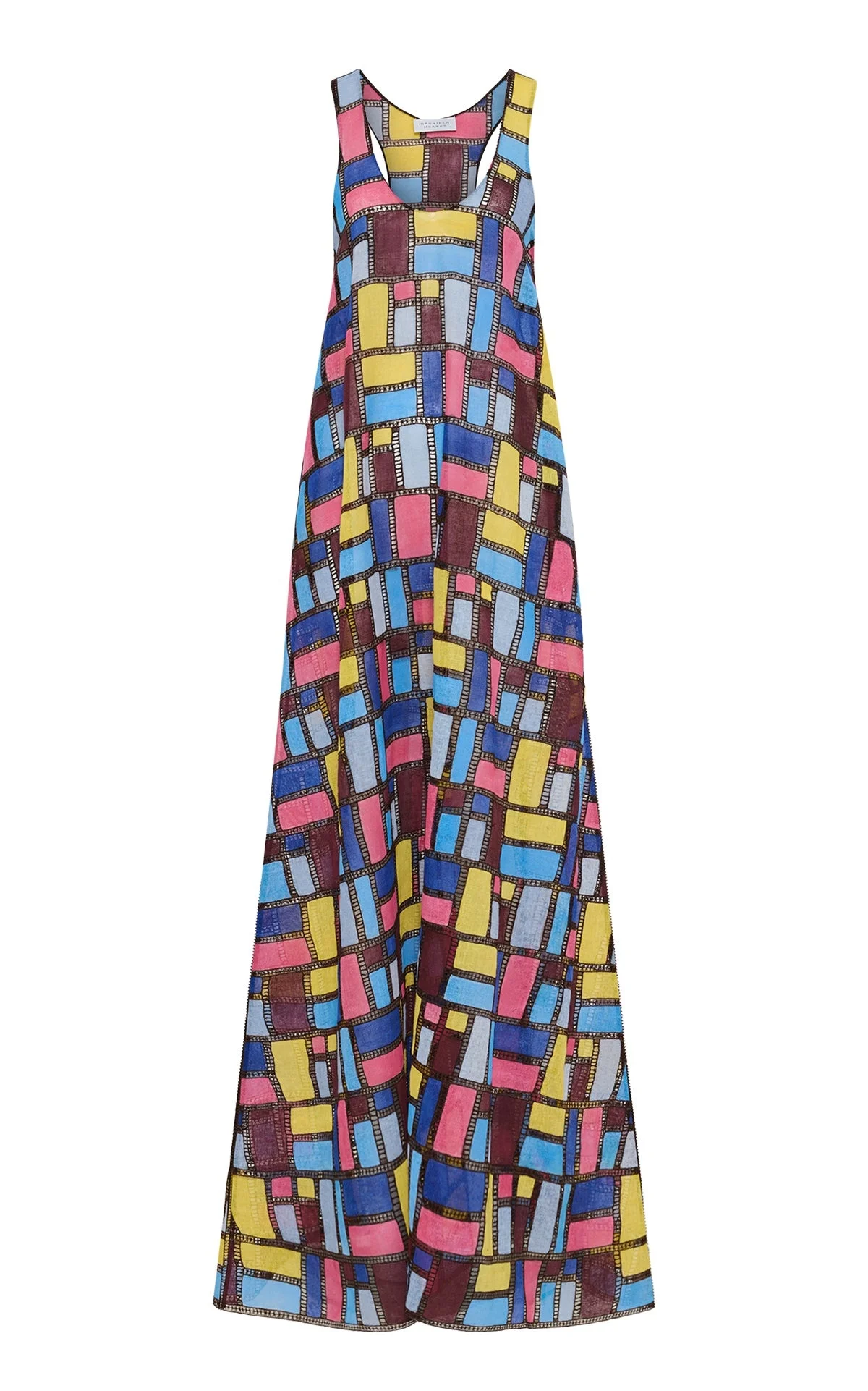 Niki Patchwork Embroidered Maxi Dress in Aurora Multi Linen - 1