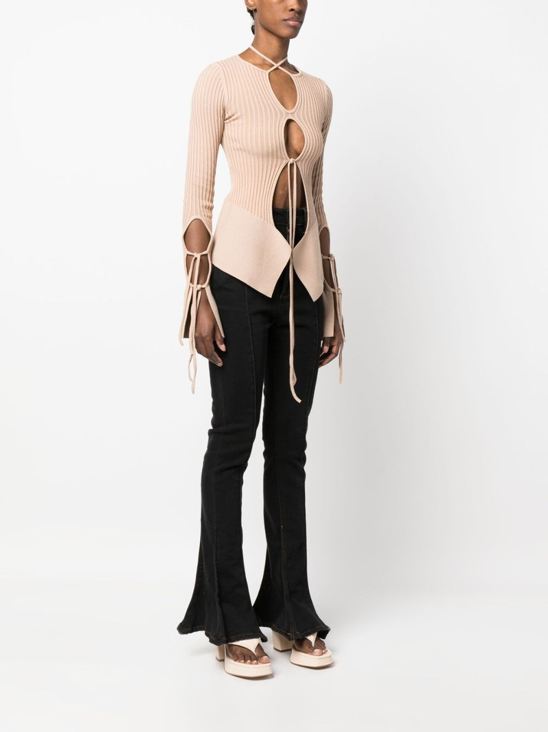 tie-fastening long-sleeve knitted top 3