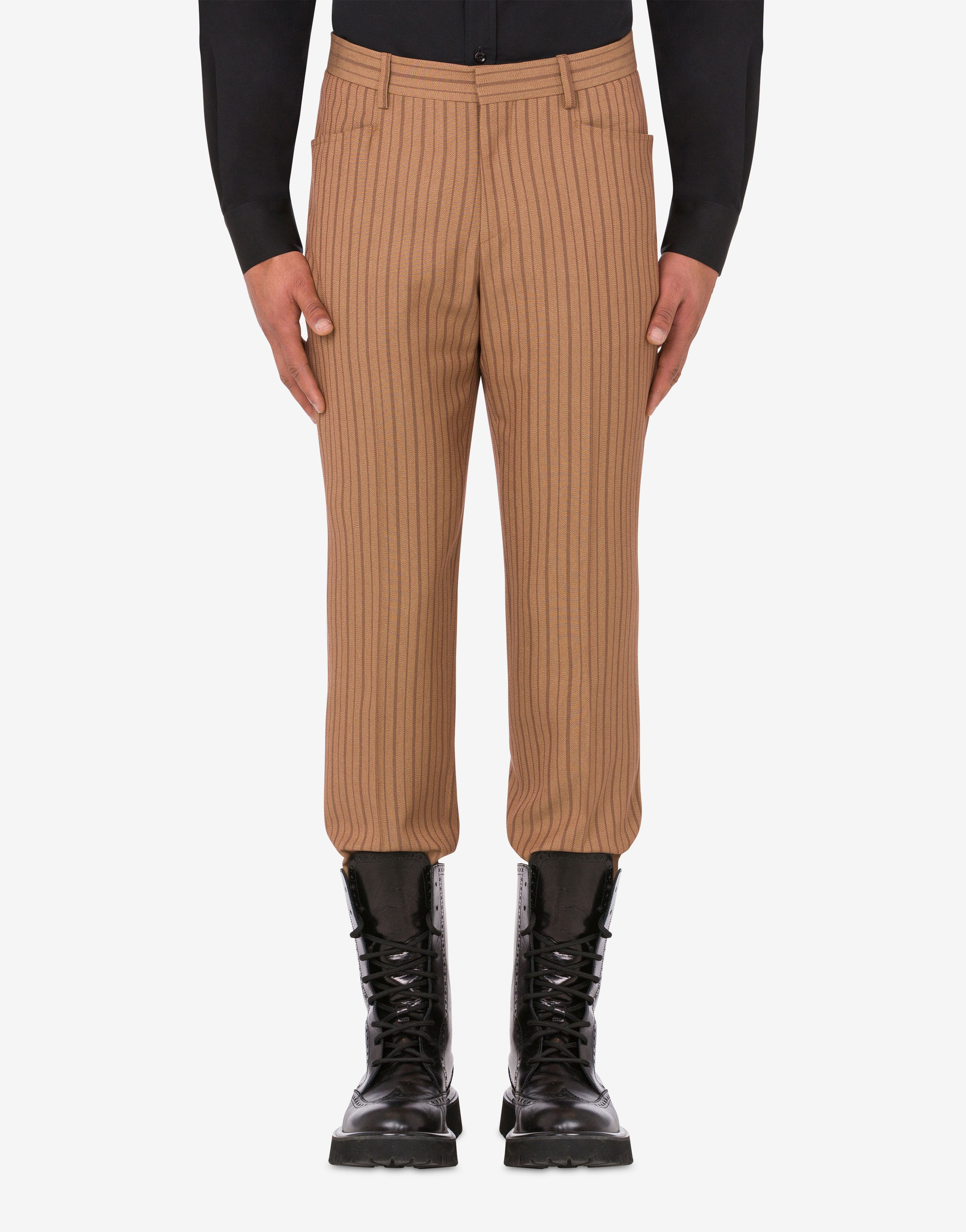 VISCOSE AND WOOL PINSTRIPE TROUSERS - 2