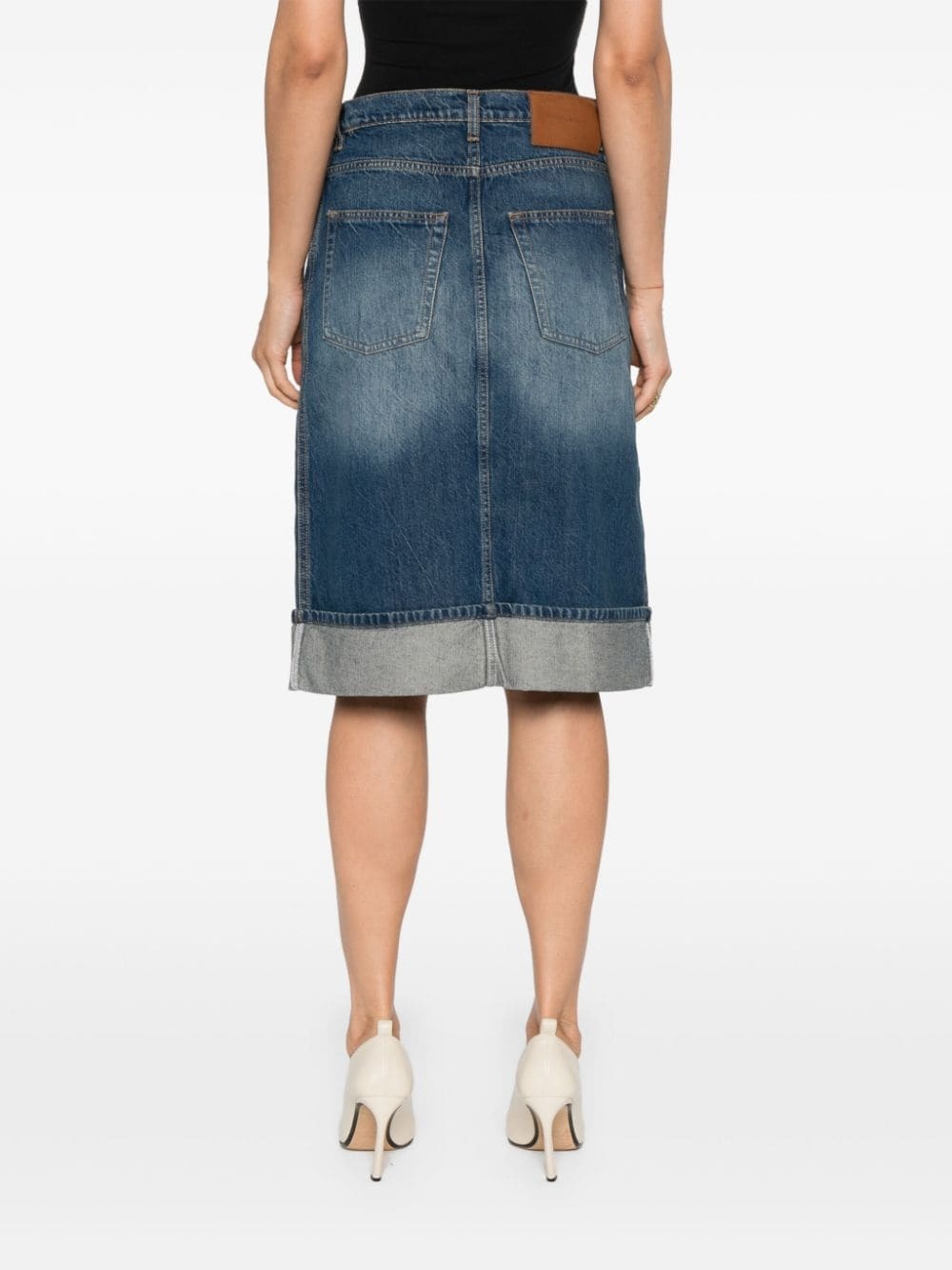 mid-rise denim midi skirt - 4