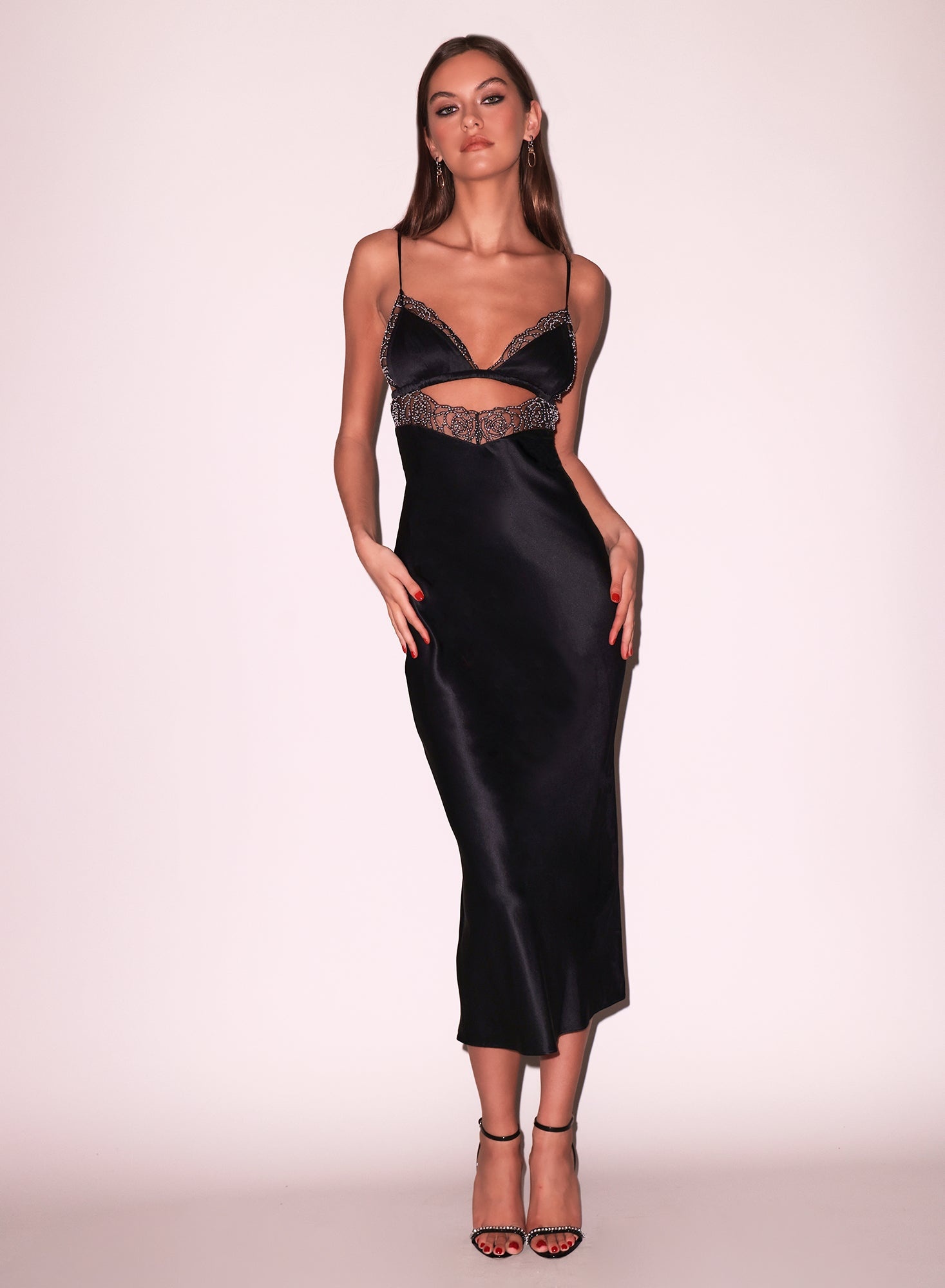 Beaded Rose Slip Dress - 3