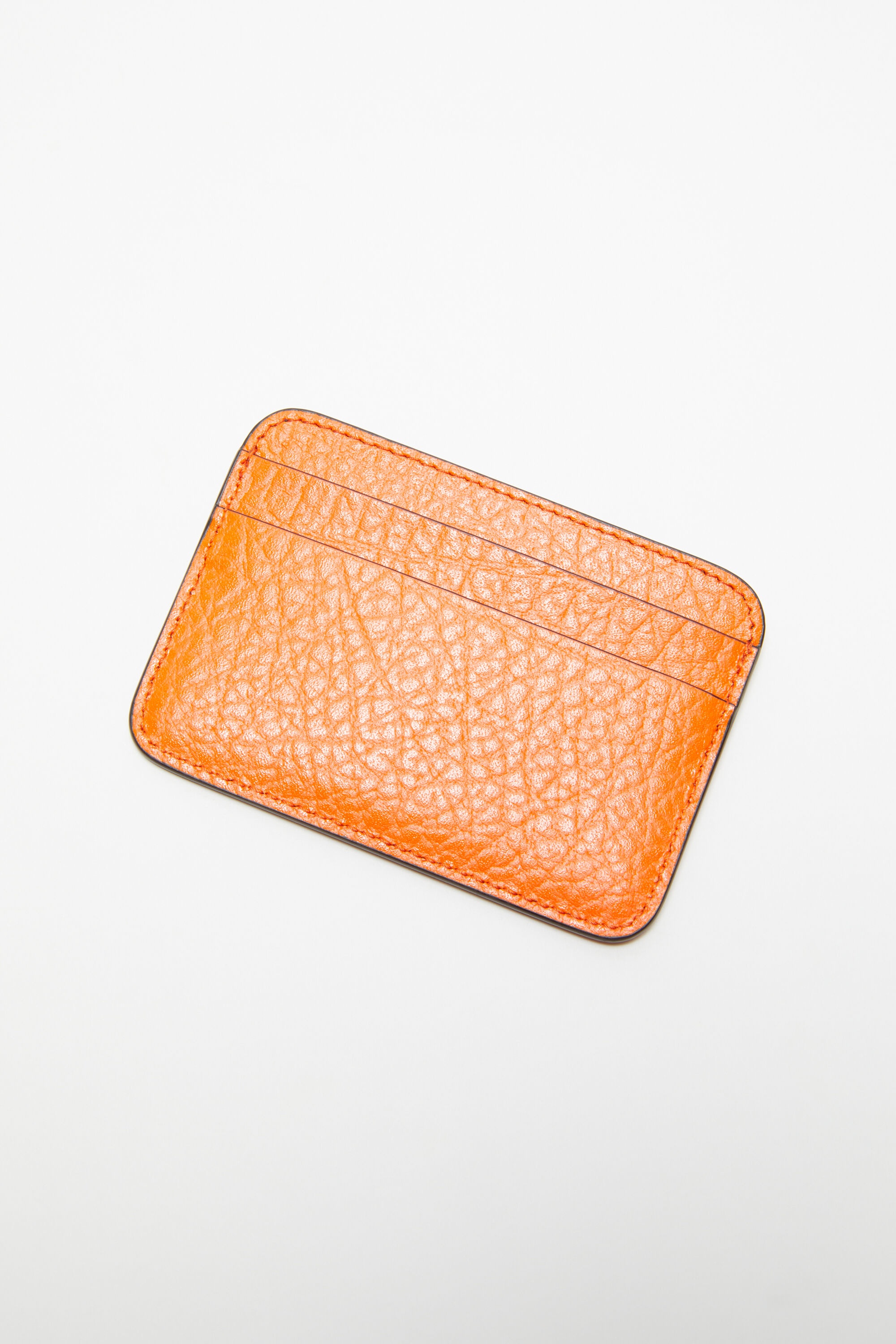 Leather card holder - Bright orange - 4