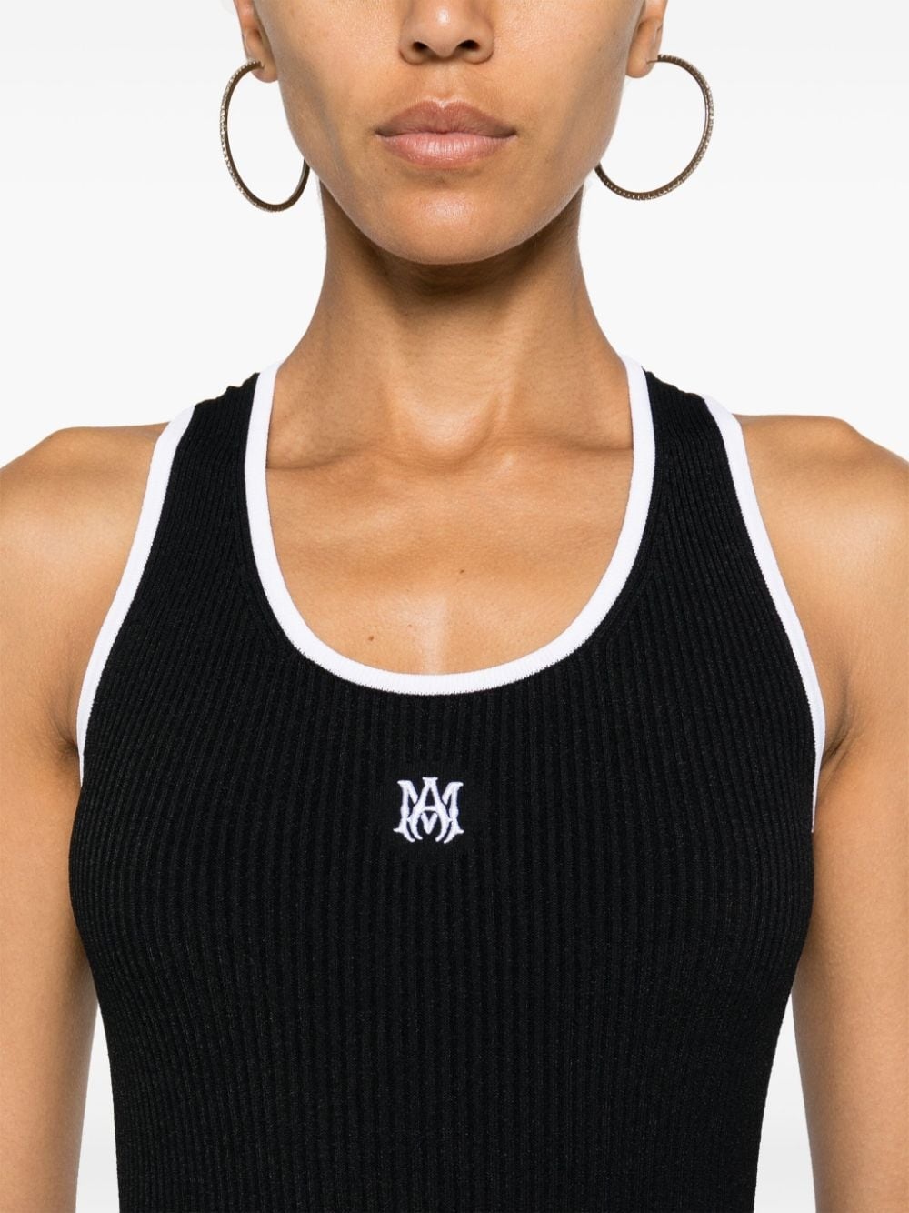 contrasting-trim ribbed-knit minidress - 5