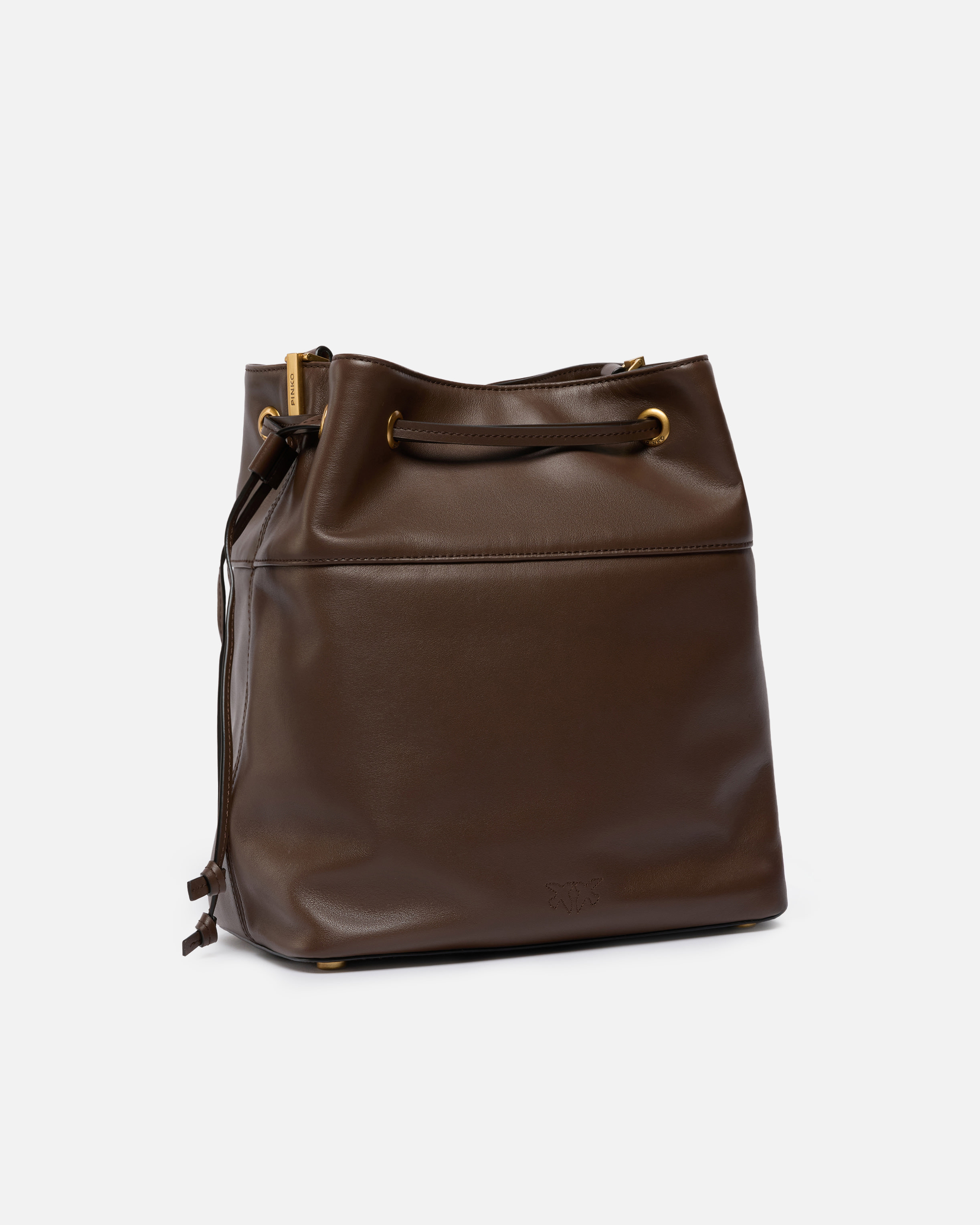 LEATHER BUCKET BAG WITH LOVE BIRDS LOGO - 2