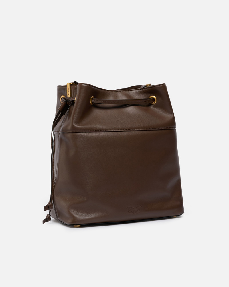 PINKO LEATHER BUCKET BAG WITH LOVE BIRDS LOGO outlook