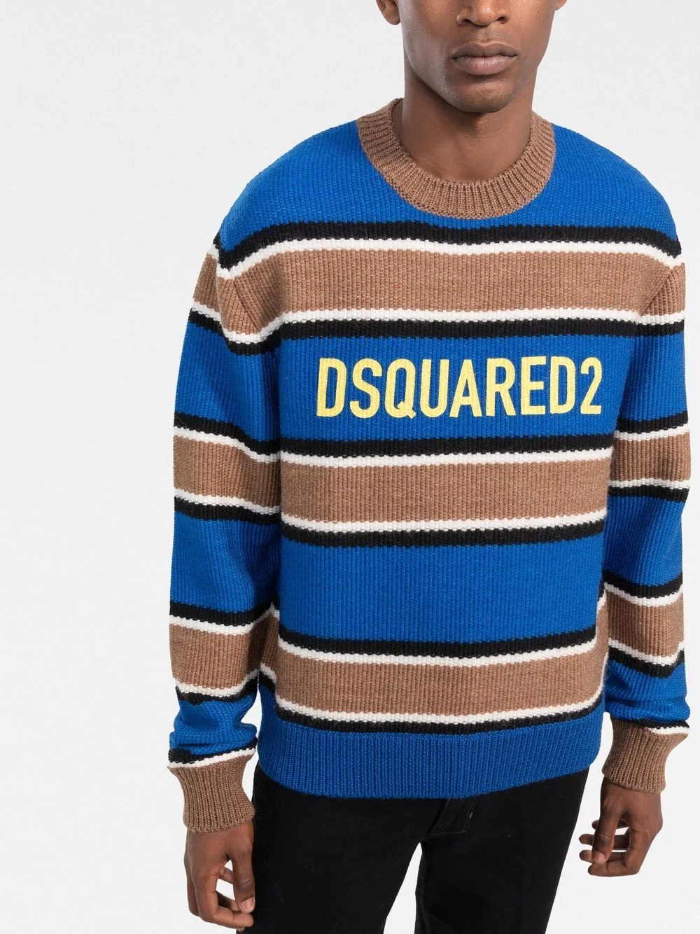 jacquard logo striped jumper - 3