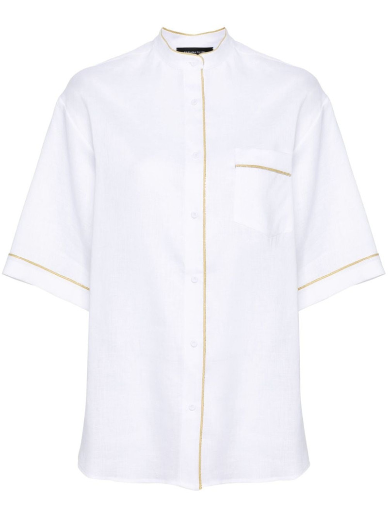 beaded-trim chambray shirt 1