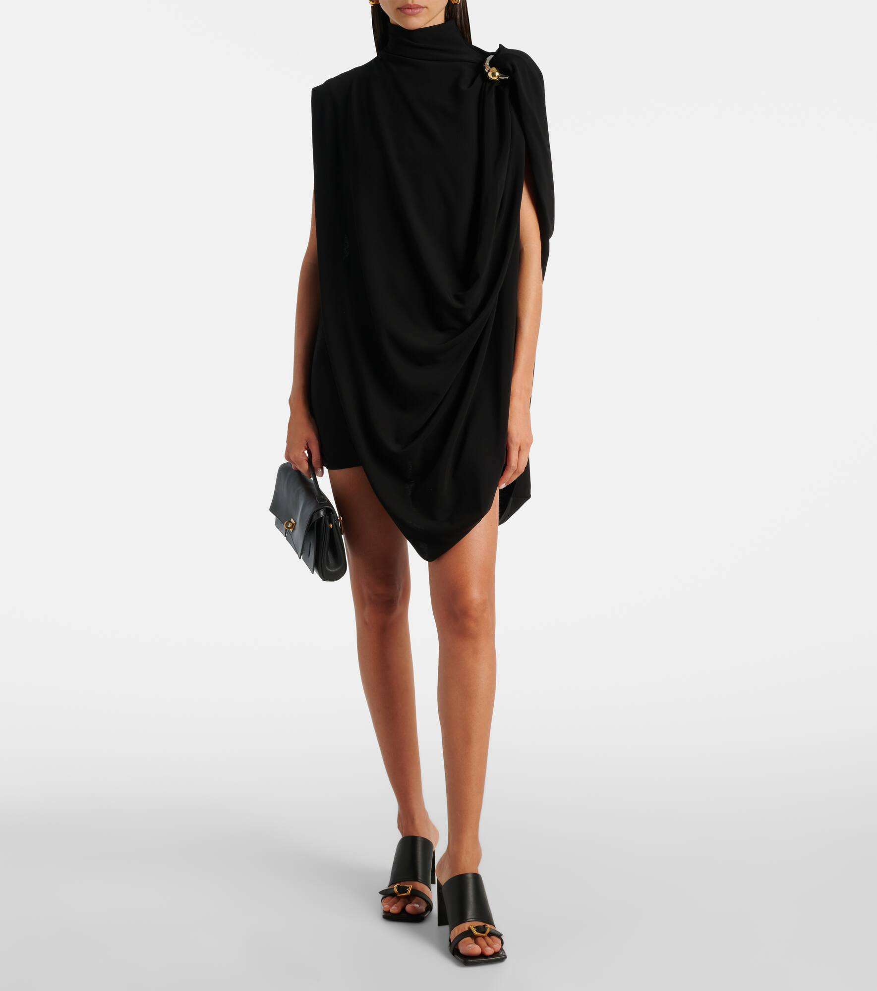 Draped embellished jersey minidress - 2