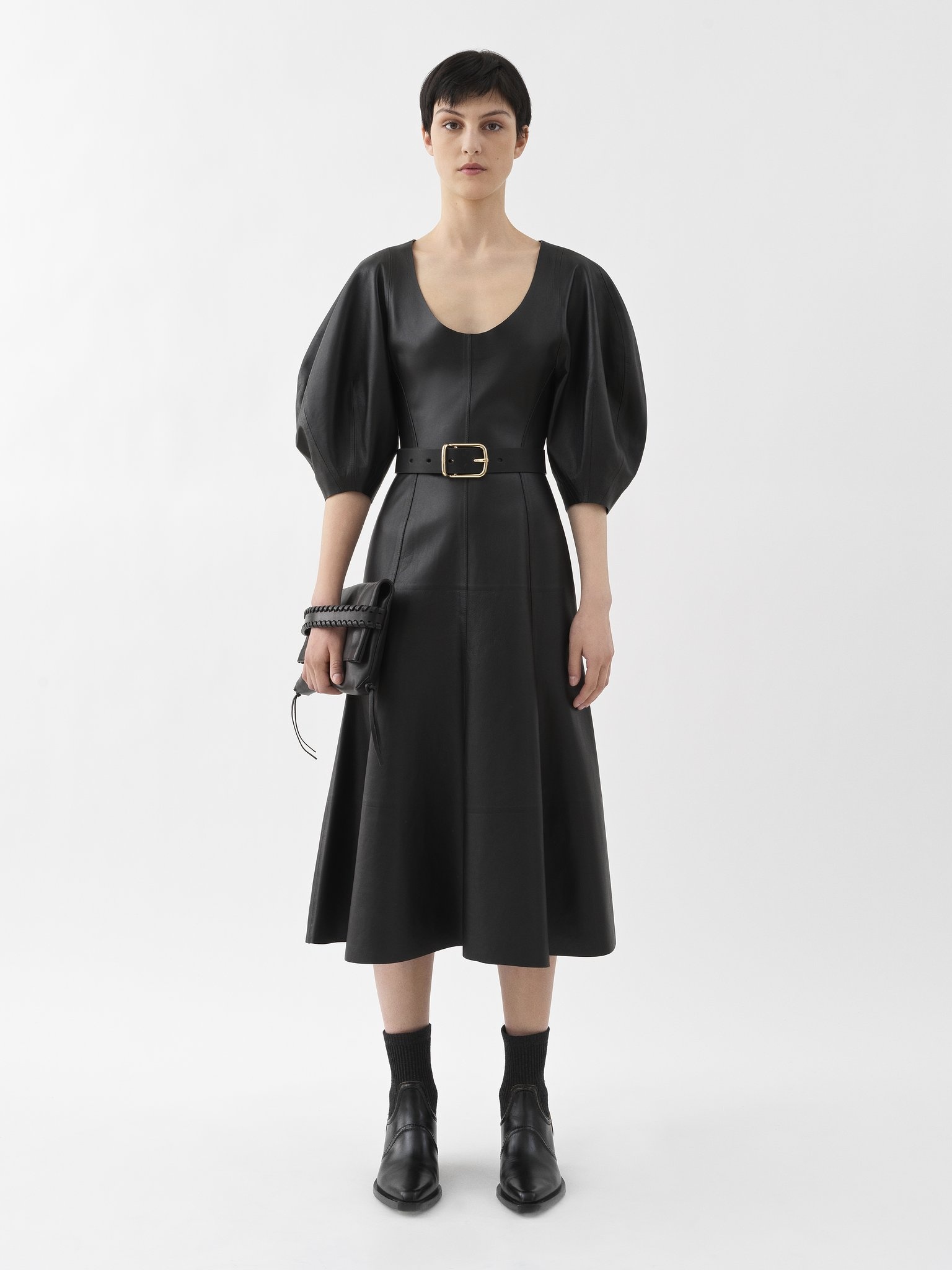 BALLOON-SLEEVE MIDI DRESS - 2