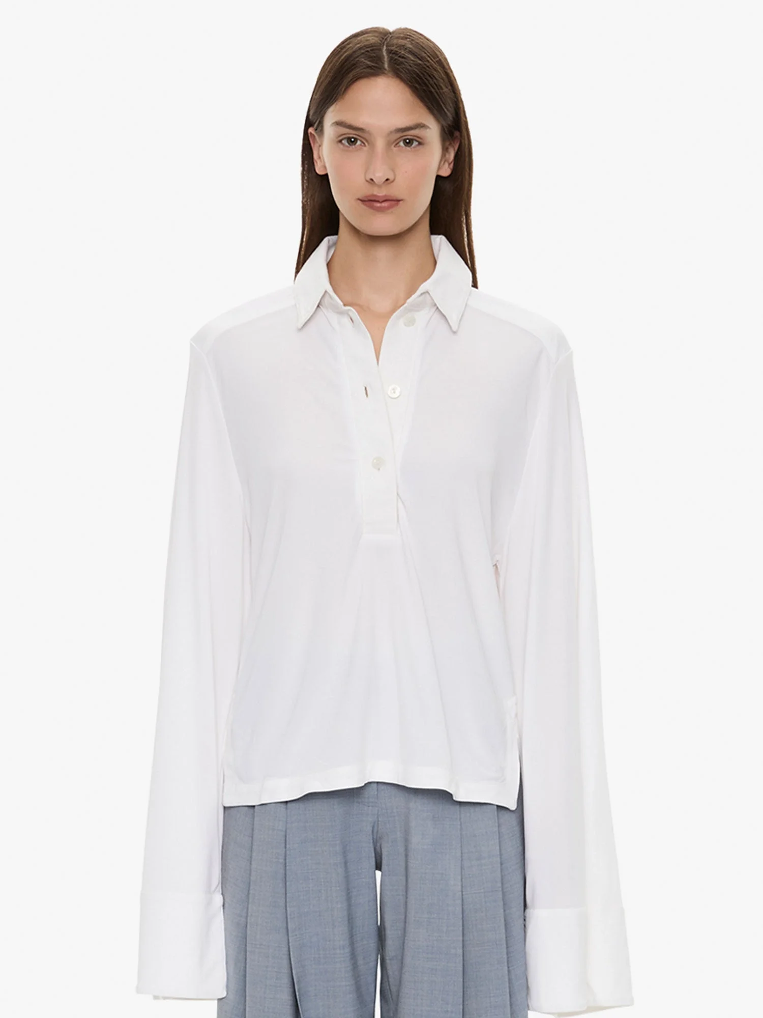 Deconstruct Denim Long Sleeve Polo - 1