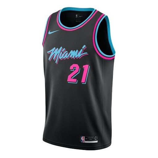Nike NBA Casual Sports Training Basketball Vest SW Fan Edition 18-19 Season Miami Heat 21 Black AJ46 - 1
