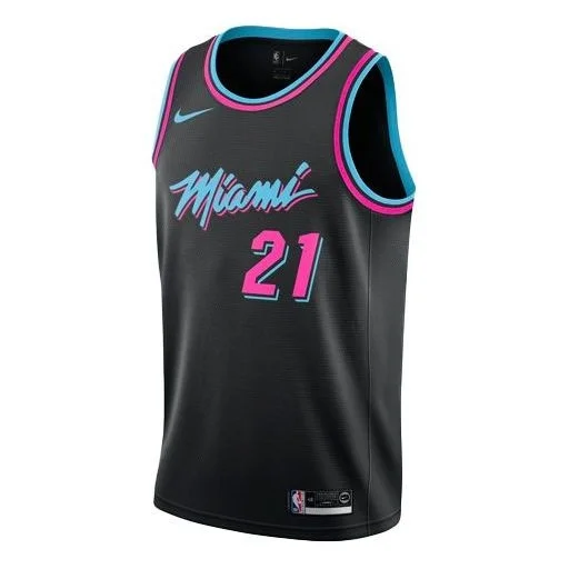 Nike NBA Casual Sports Training Basketball Vest SW Fan Edition 18-19 Season Miami Heat 21 Black AJ46 - 1
