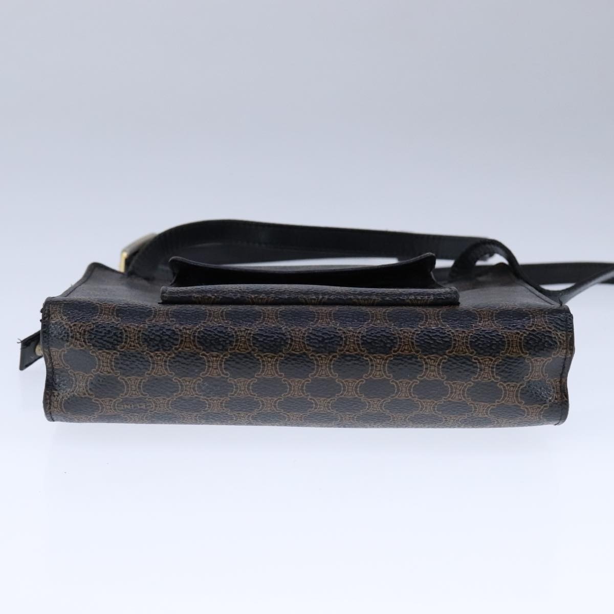 CELINE Macadam Canvas Shoulder Bag Pvc Leather Black - 5