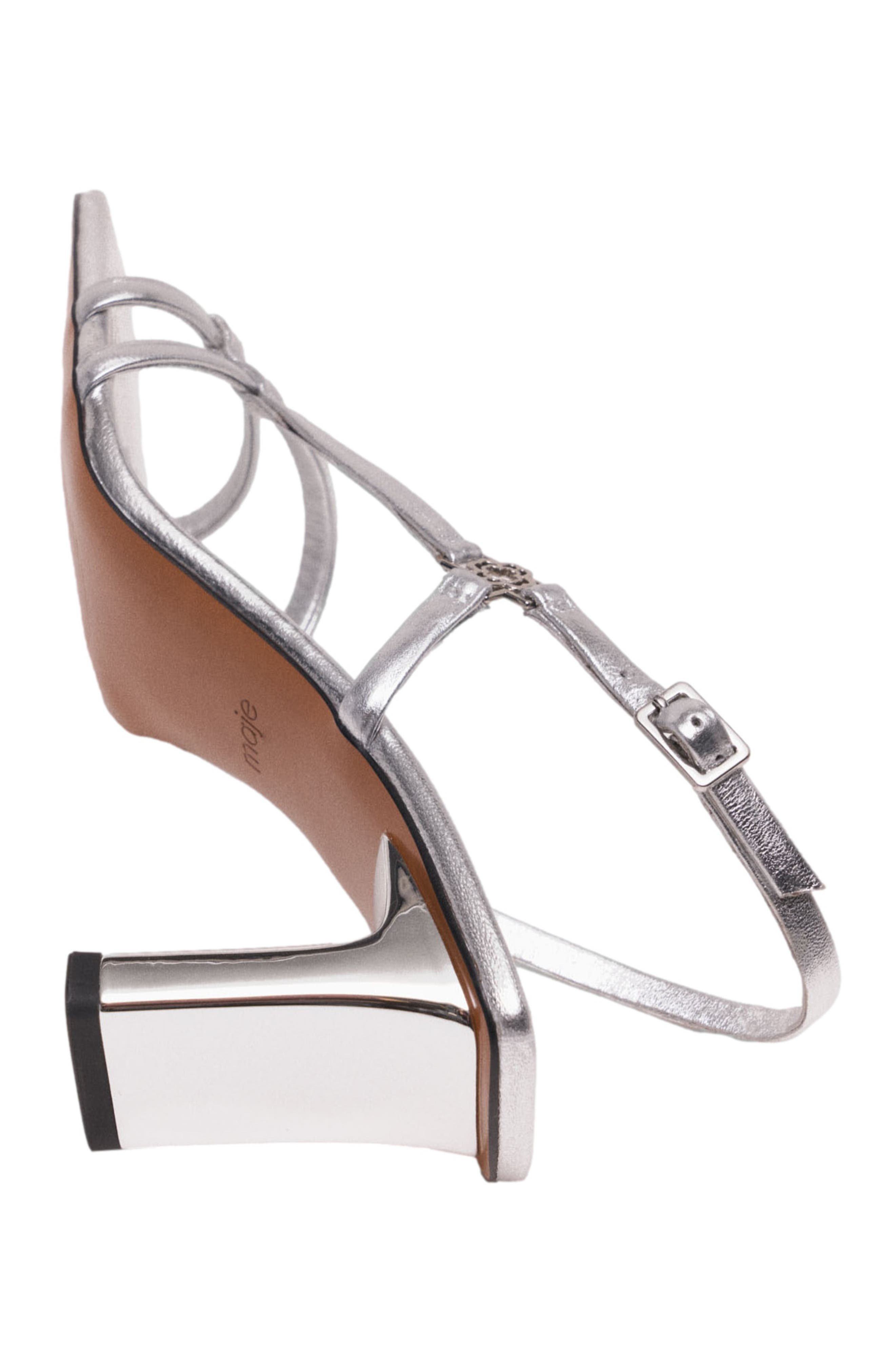 maje Metallic strappy heeled sandals in Silver at Nordstrom - 6