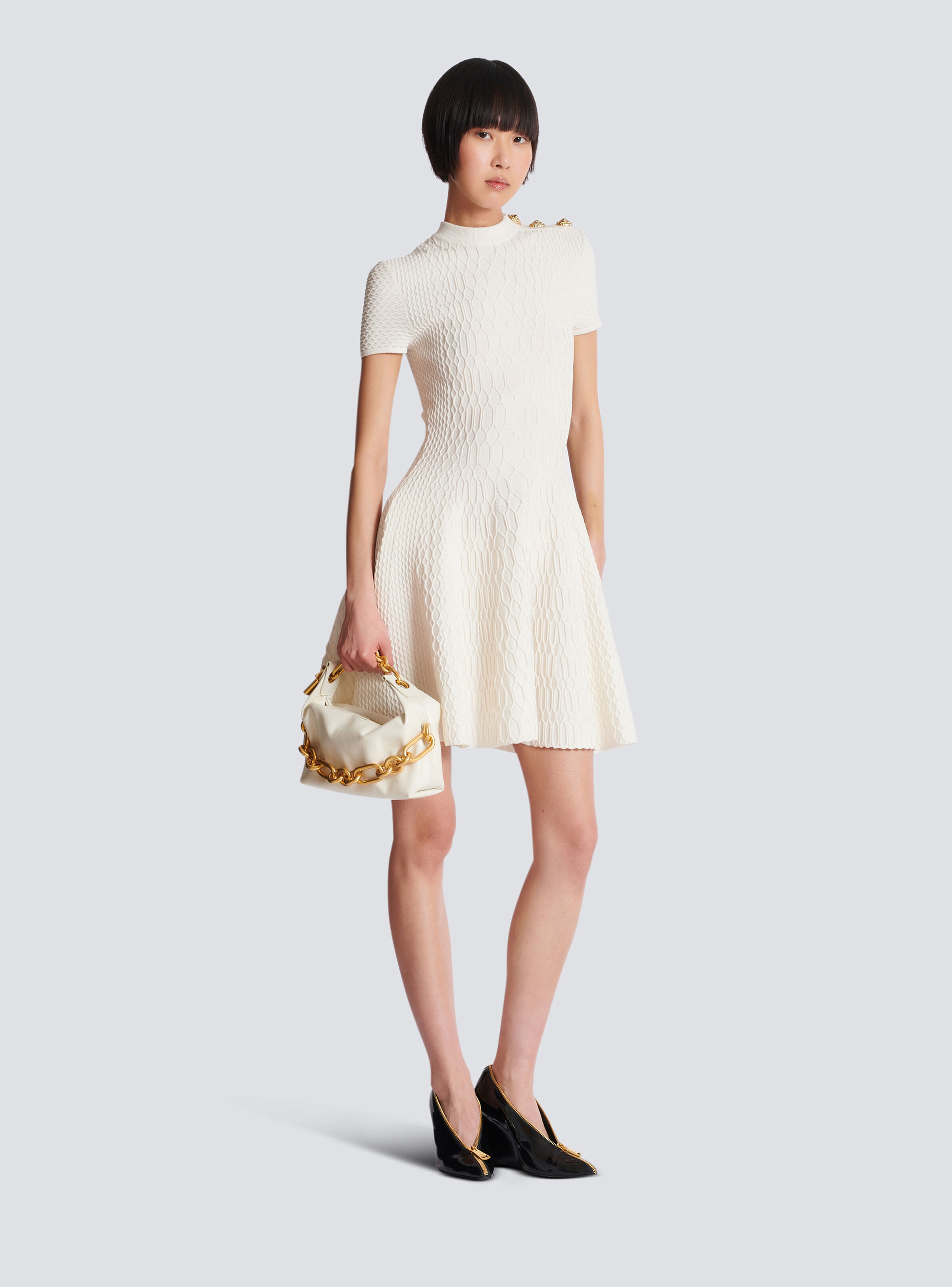 Flared crocodile-knit dress - 2