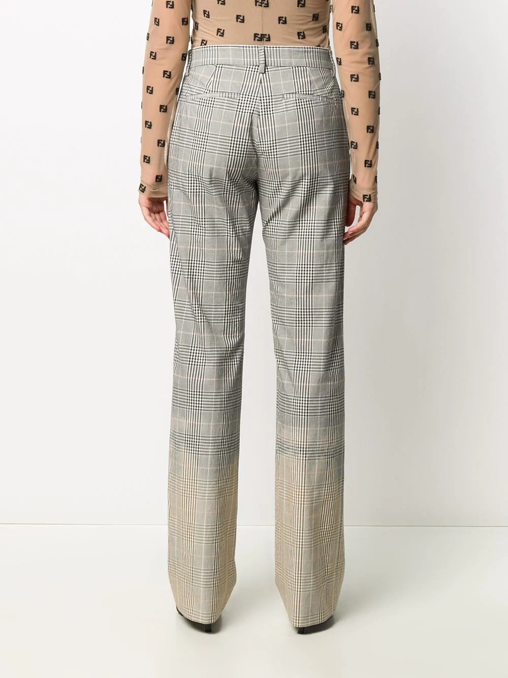 high-waisted check trousers - 4