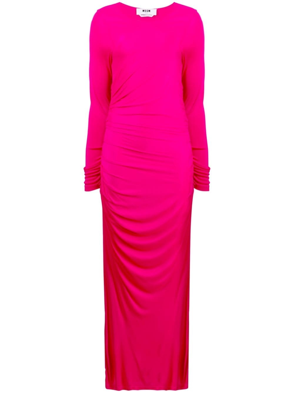 long-sleeve ruched maxi dress - 1