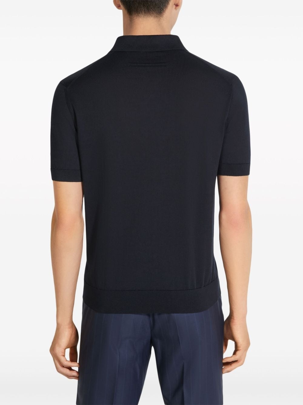 ribbed-trim cotton polo shirt - 3