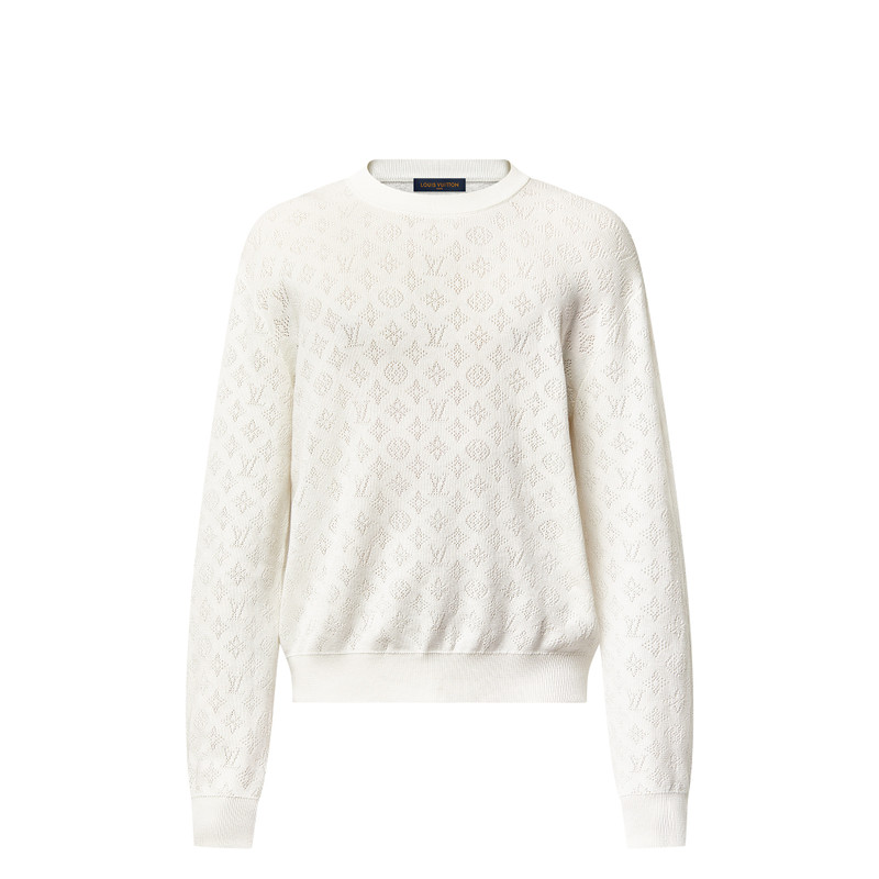 Monogram Pointelle Cotton Pullover 1
