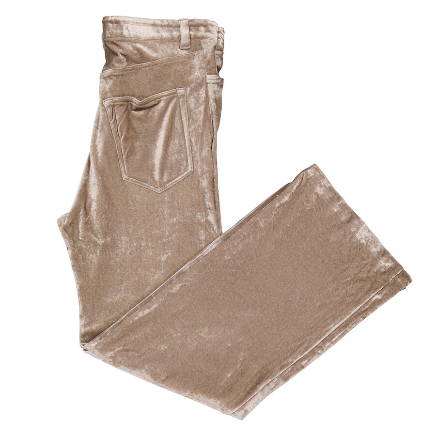 Balenciaga Velvet Stretch Wide-Leg Trousers In Desert Beige - 6
