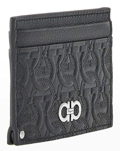 FERRAGAMO Men's Travel Gancini-Embossed Leather Swivel Card Case outlook