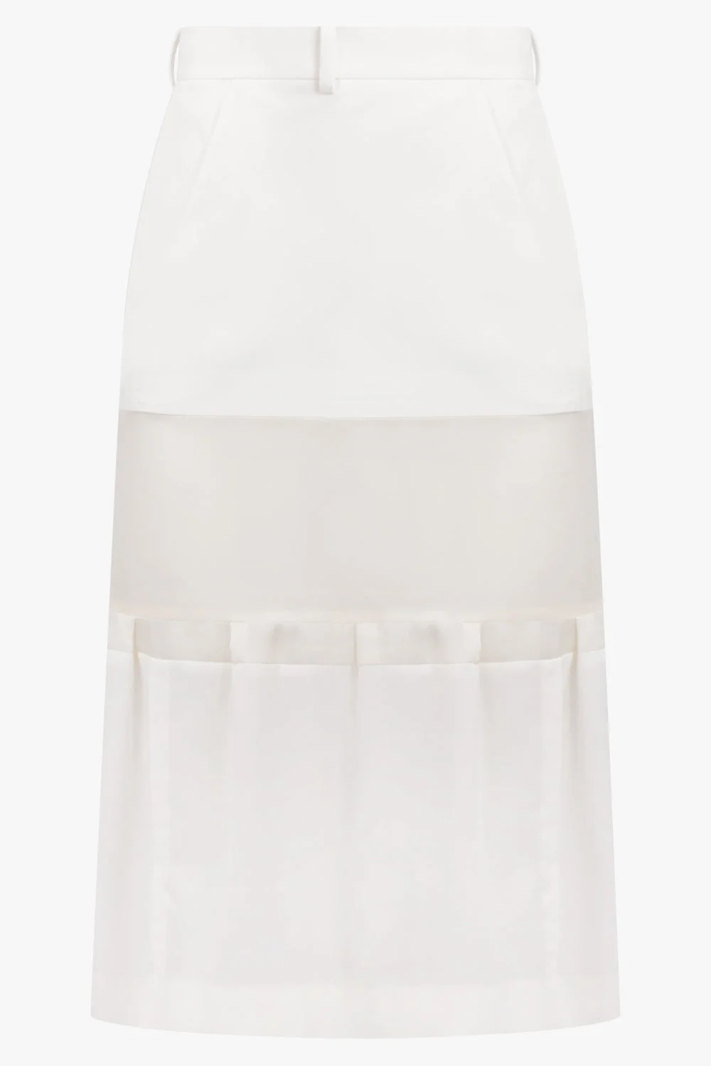 SHEER PANEL LAYERED MIDI SKIRT | OFF WHITE - 1