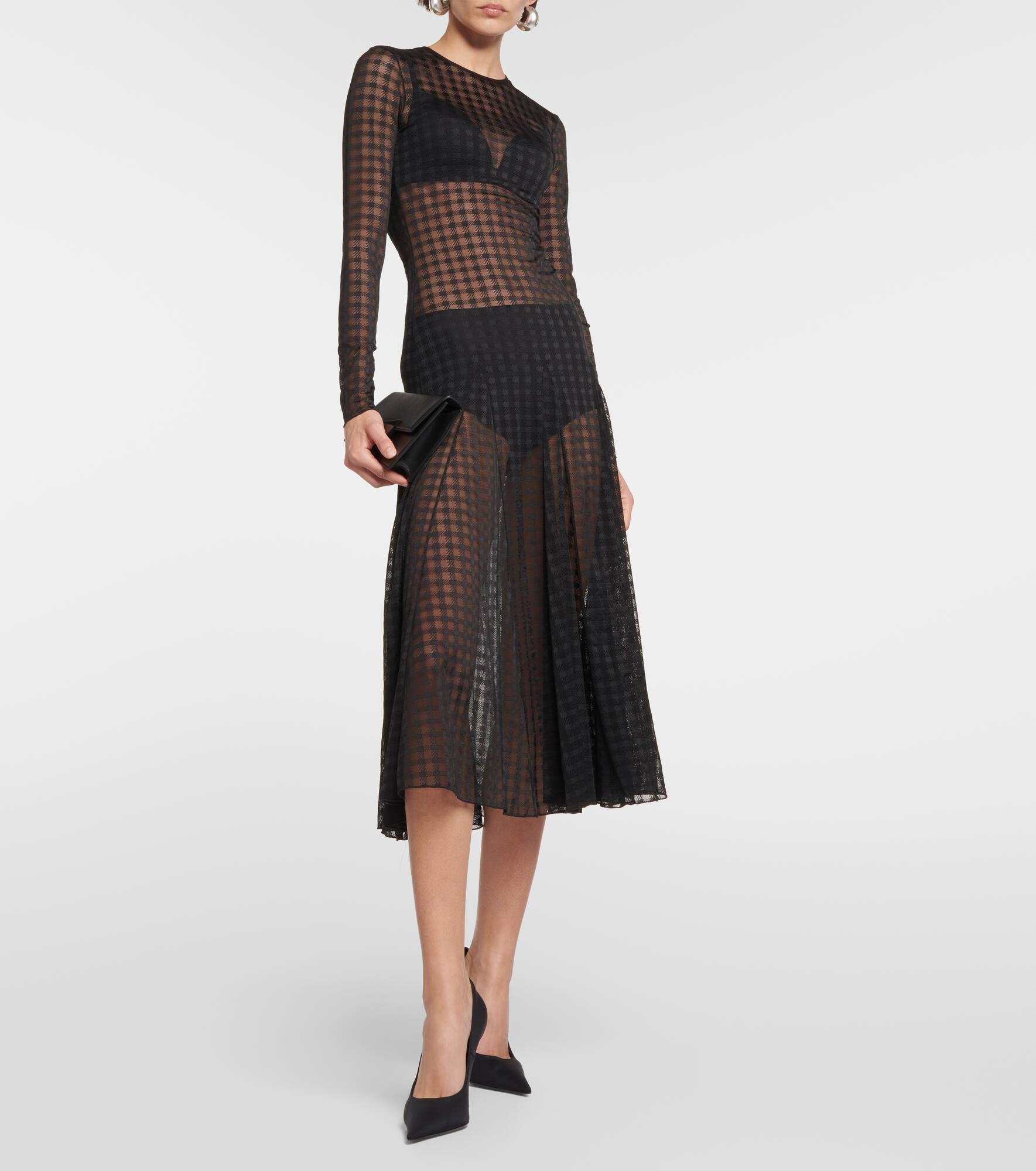Gingham lace midi dress - 2