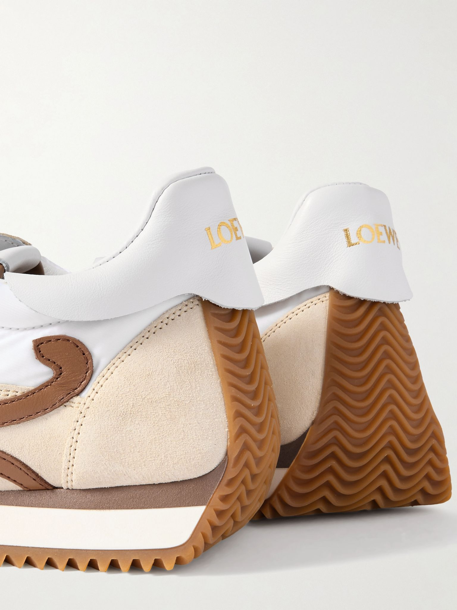 Flow Runner 2.0 leather-trimmed shell and suede sneakers White - 4