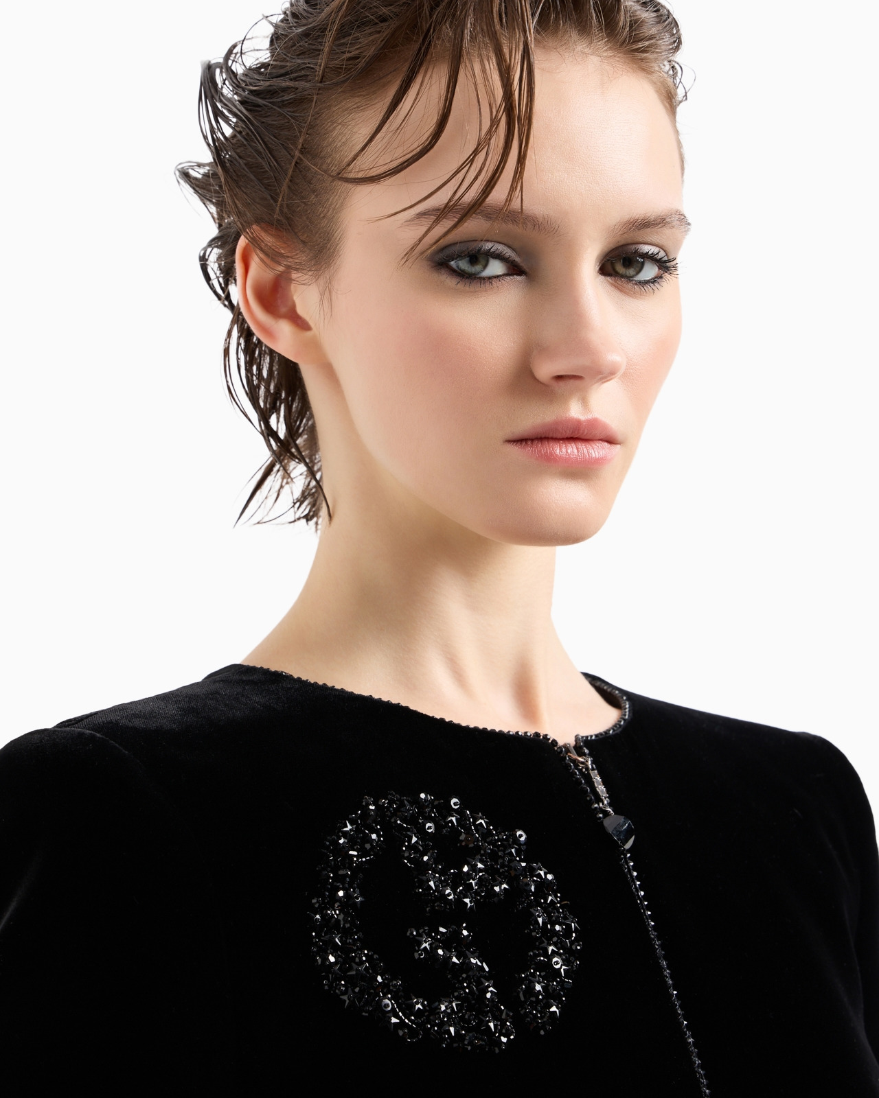VELVET ZIP-UP JACKET WITH BOW DETAIL AND EMBROIDERY - 6