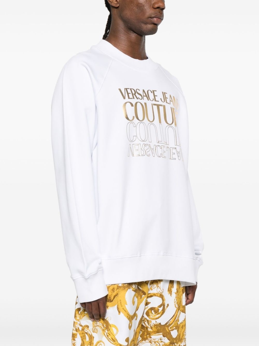 logo-print cotton sweatshirt - 3