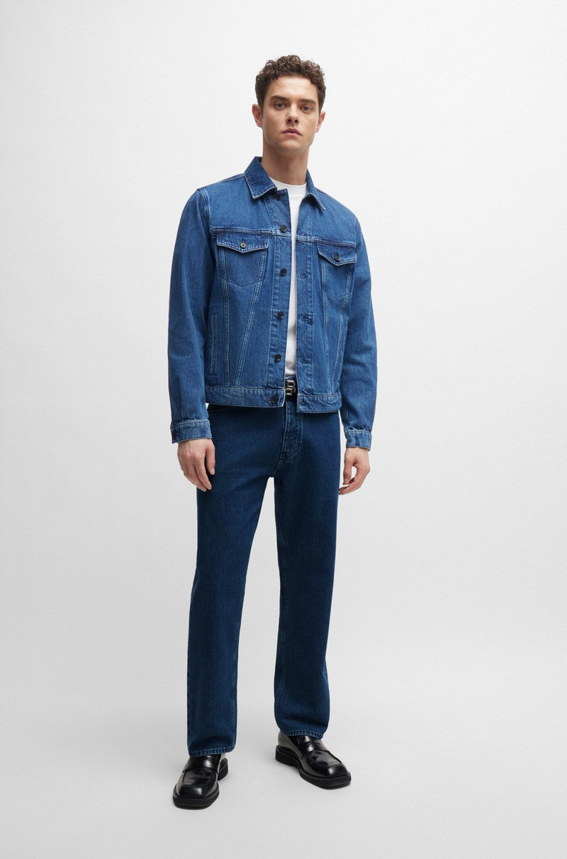 BOSS RELAXED-FIT JEANS IN BLUE RIGID DENIM outlook