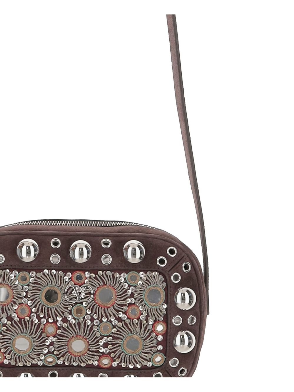 mirror-embellished stud-detailed shoulder bag - 4
