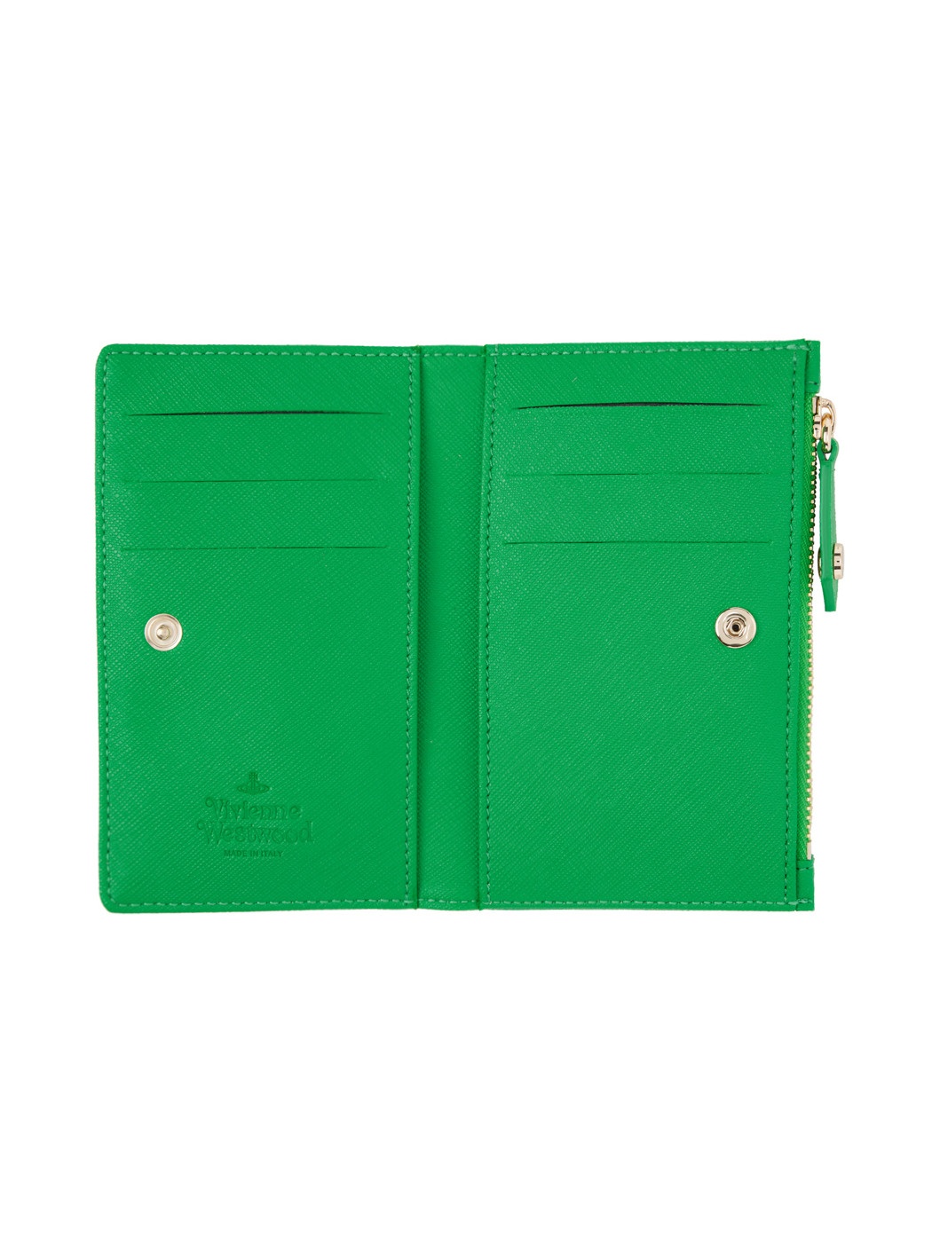 Green Saffiano Slim Flap Card Holder - 3