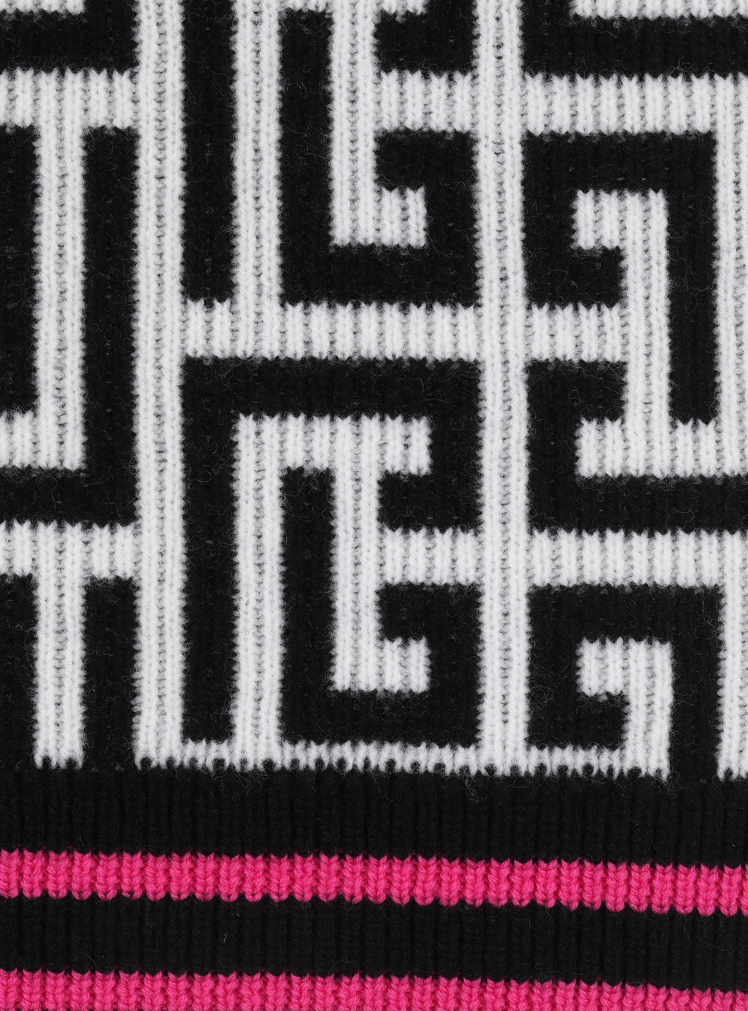 Wool scarf with large Balmain monogram - 3