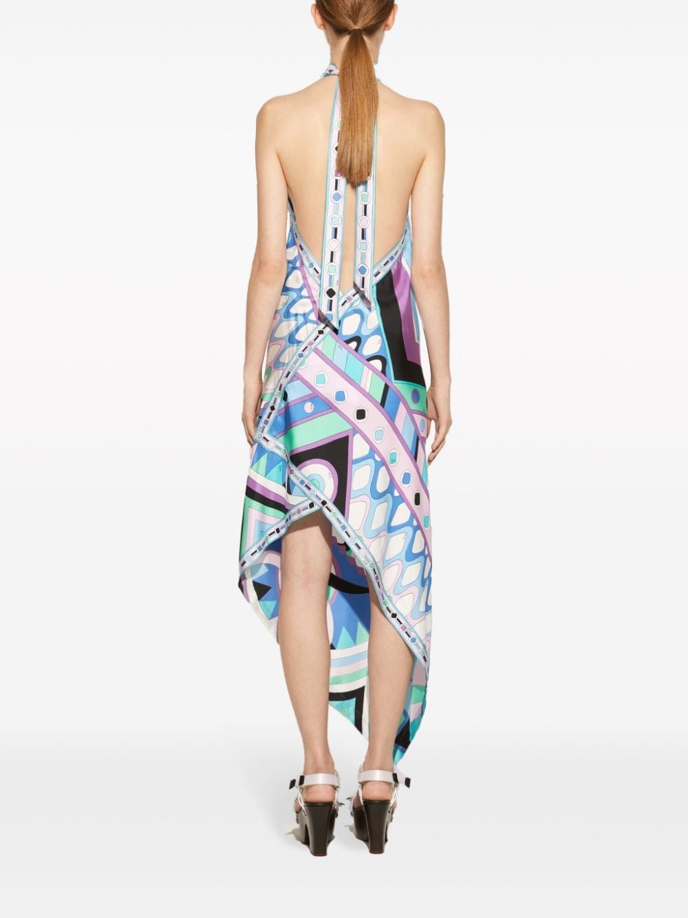 Vivara-print halterneck silk dress - 4