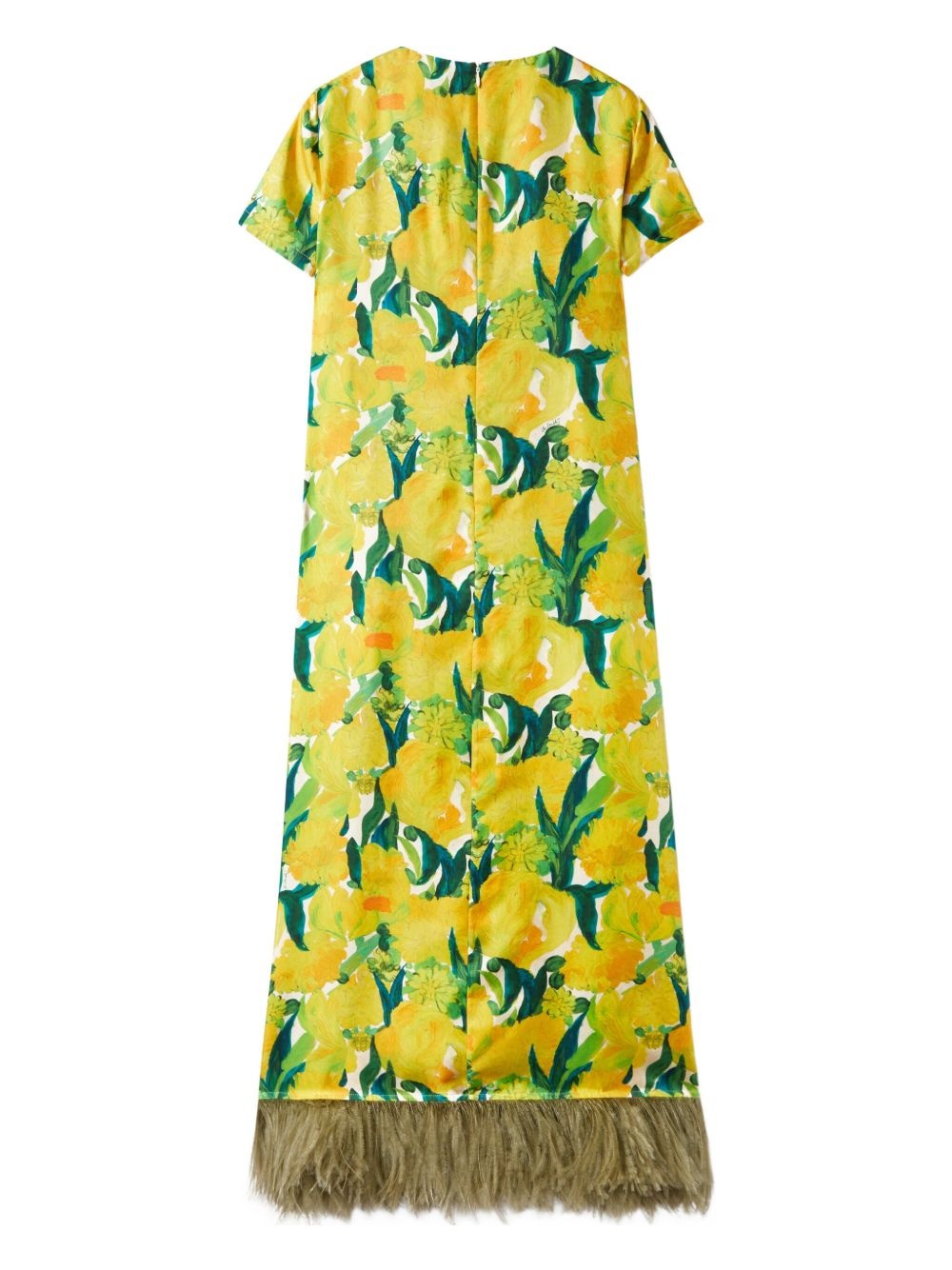 Swing floral-print feather-hem maxi dress - 5