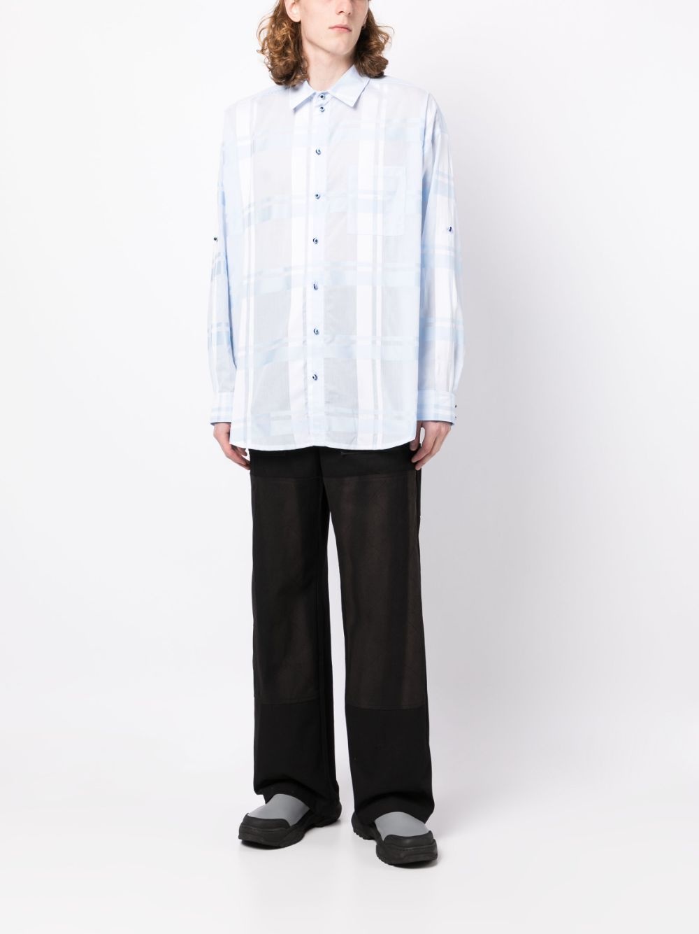 SEMI-SHEER PLAID COTTON SHIRT - 5