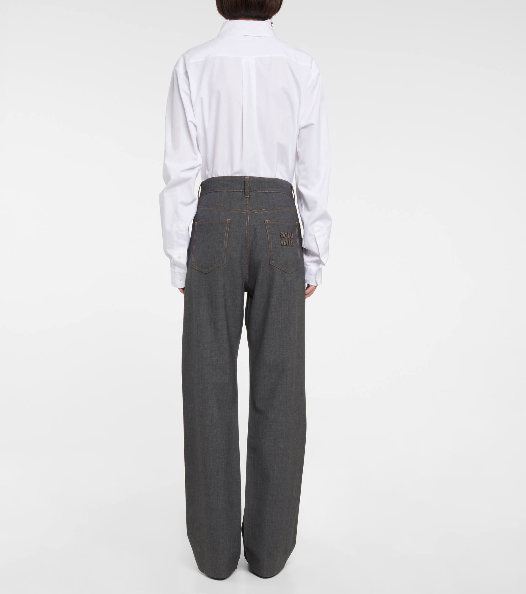 Mid-rise straight-leg wool pants - 3