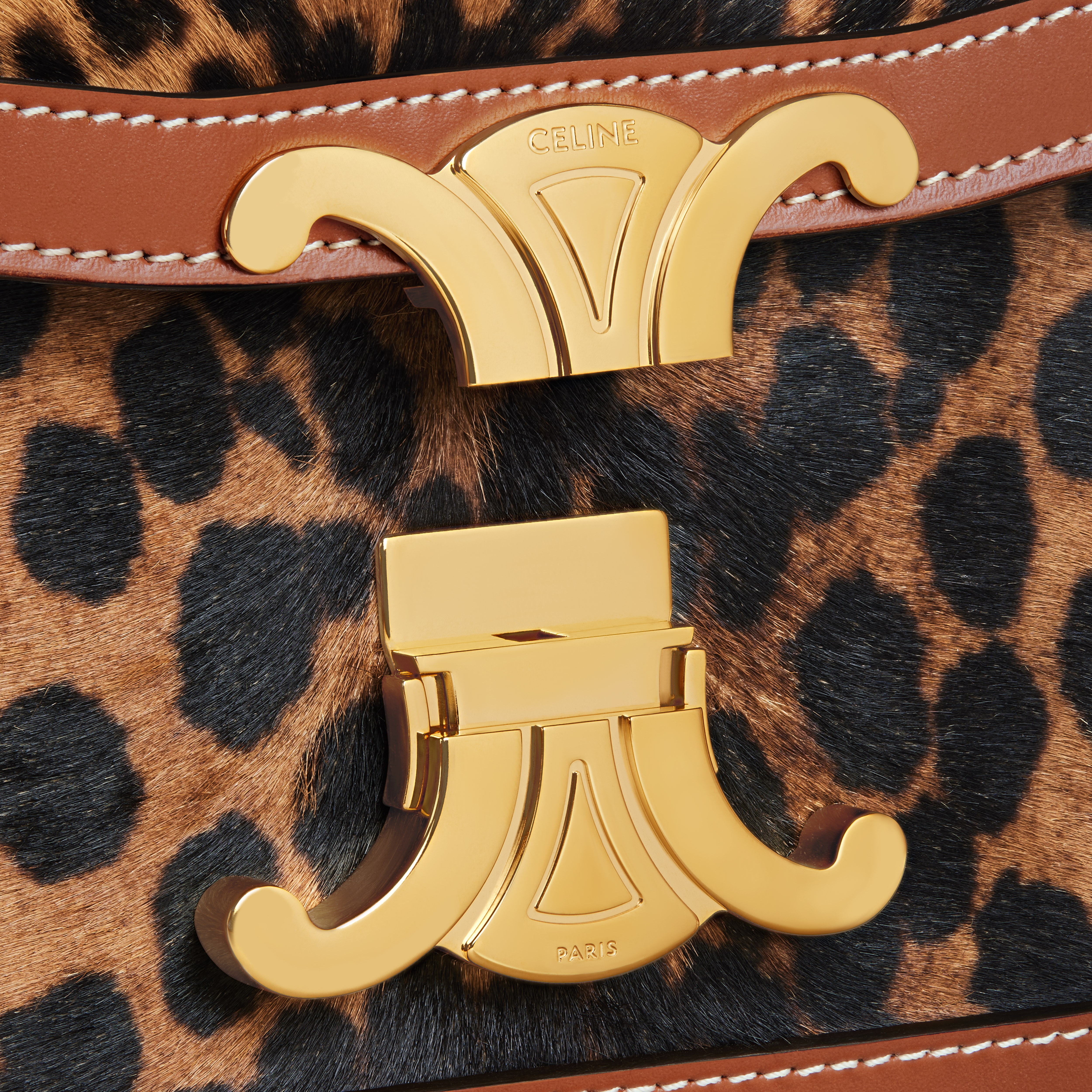 Teen Triomphe Bag in Pony calfskin with Leopard Print and calfskin - 4