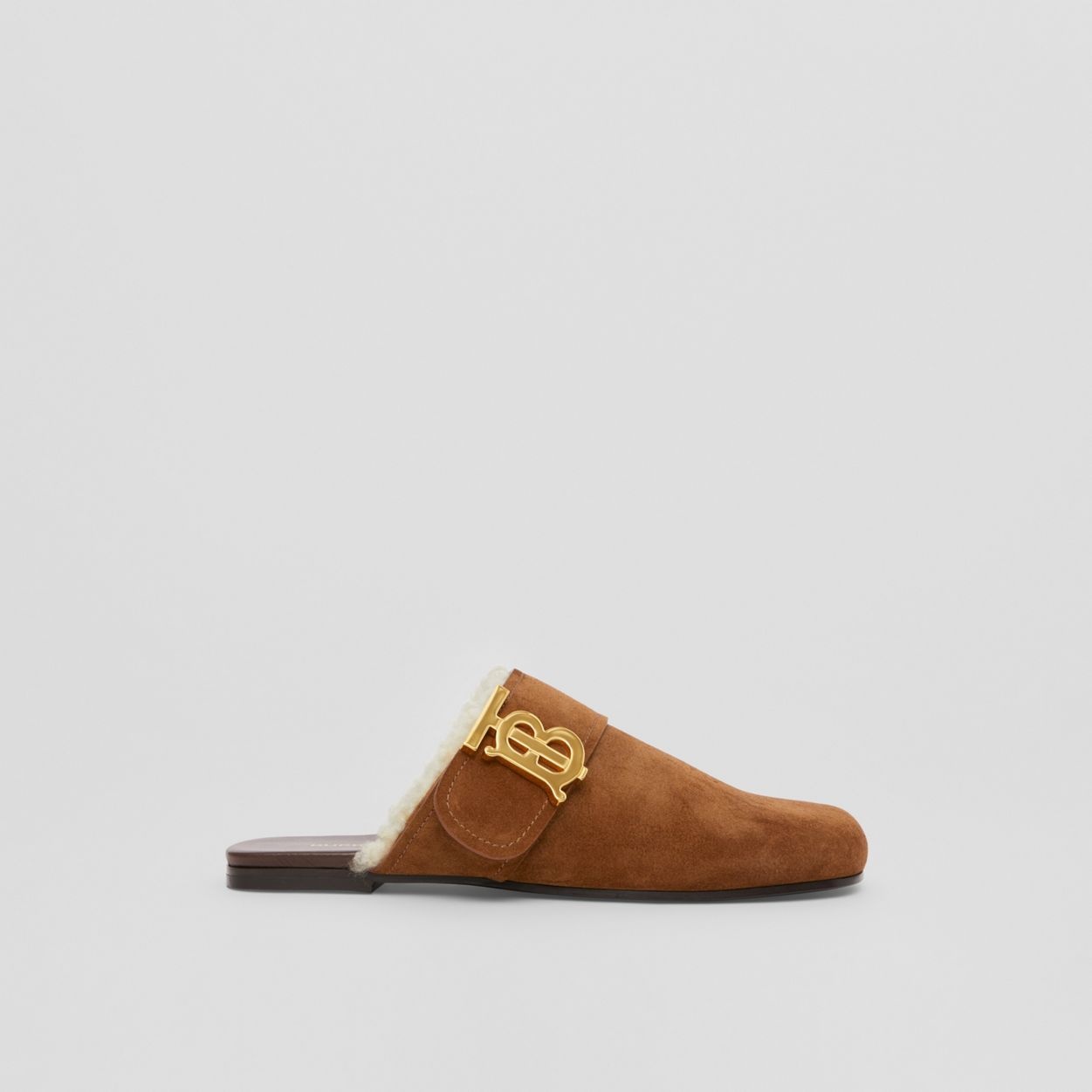 Monogram Detail Shearling-lined Suede Mules - 1