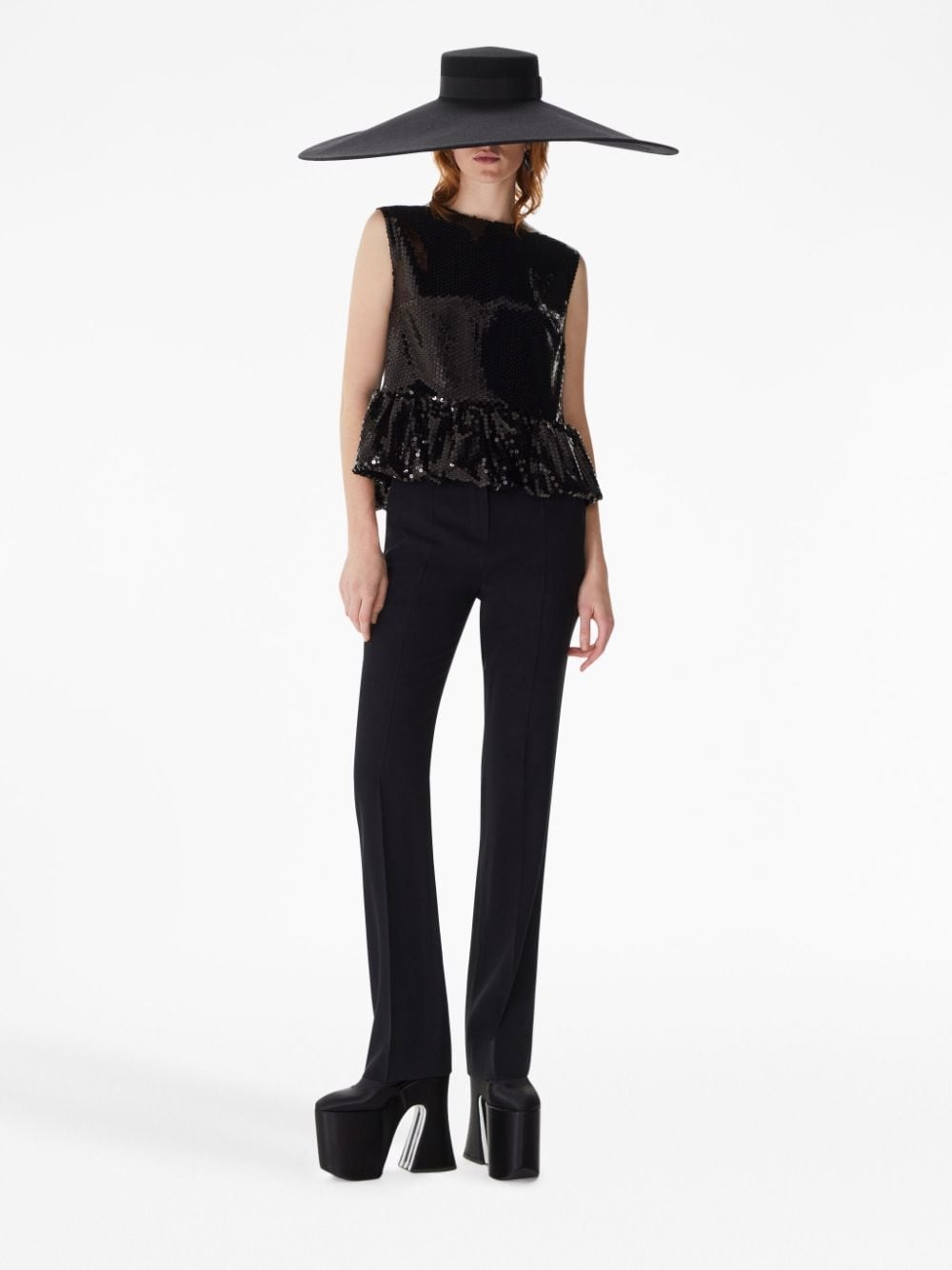 sequin-embellished sleeveless peplum top - 2