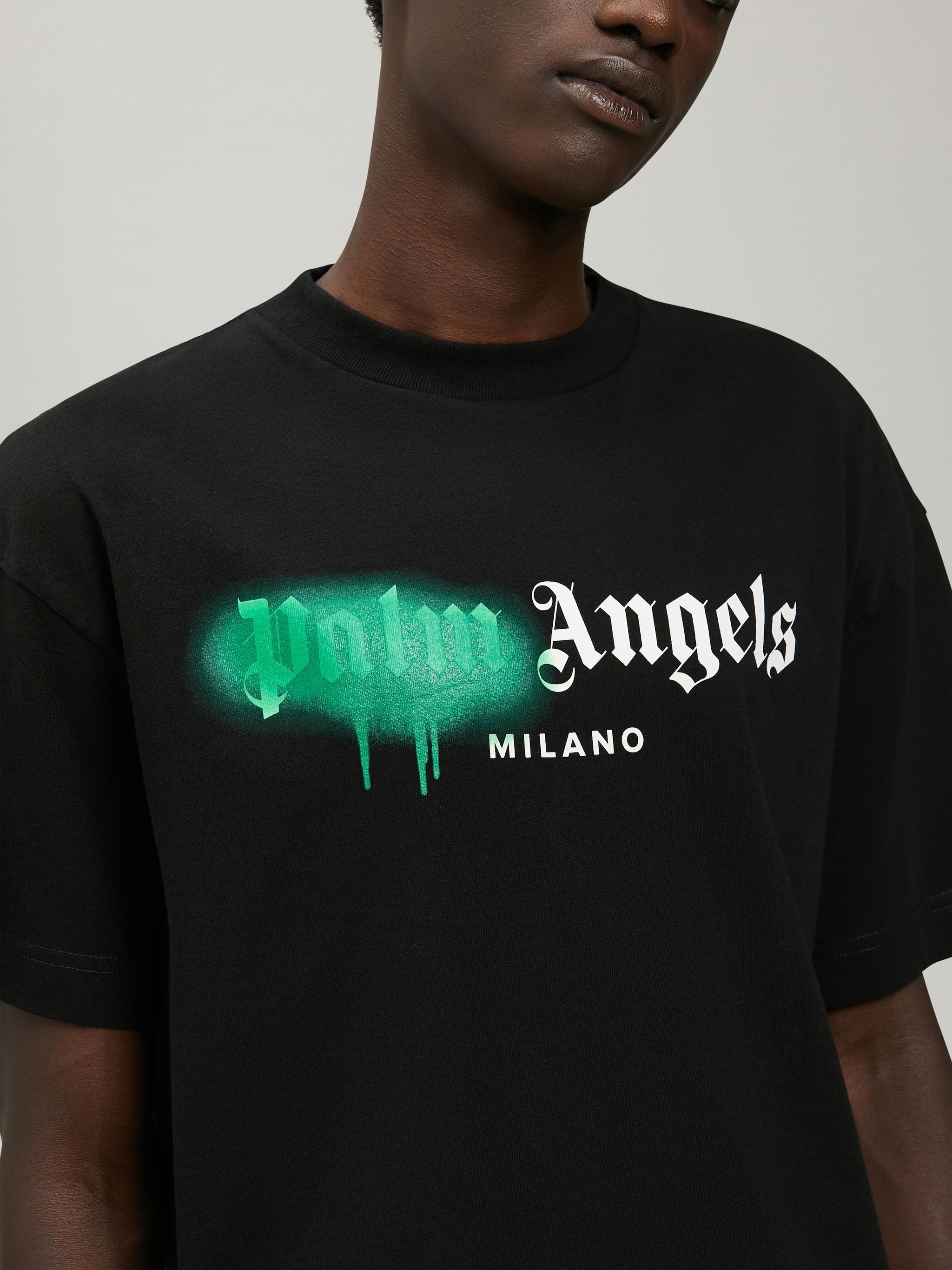 Palm Angels Sprayed Palm Classic T-Shirt Black/Green