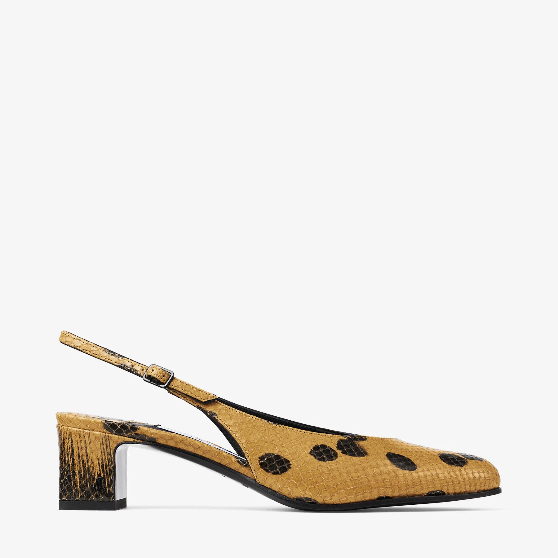 Eyla Sling Back 45 Cigar and Black Spotty Elaphe-Printed Leather Slingbacks - 1