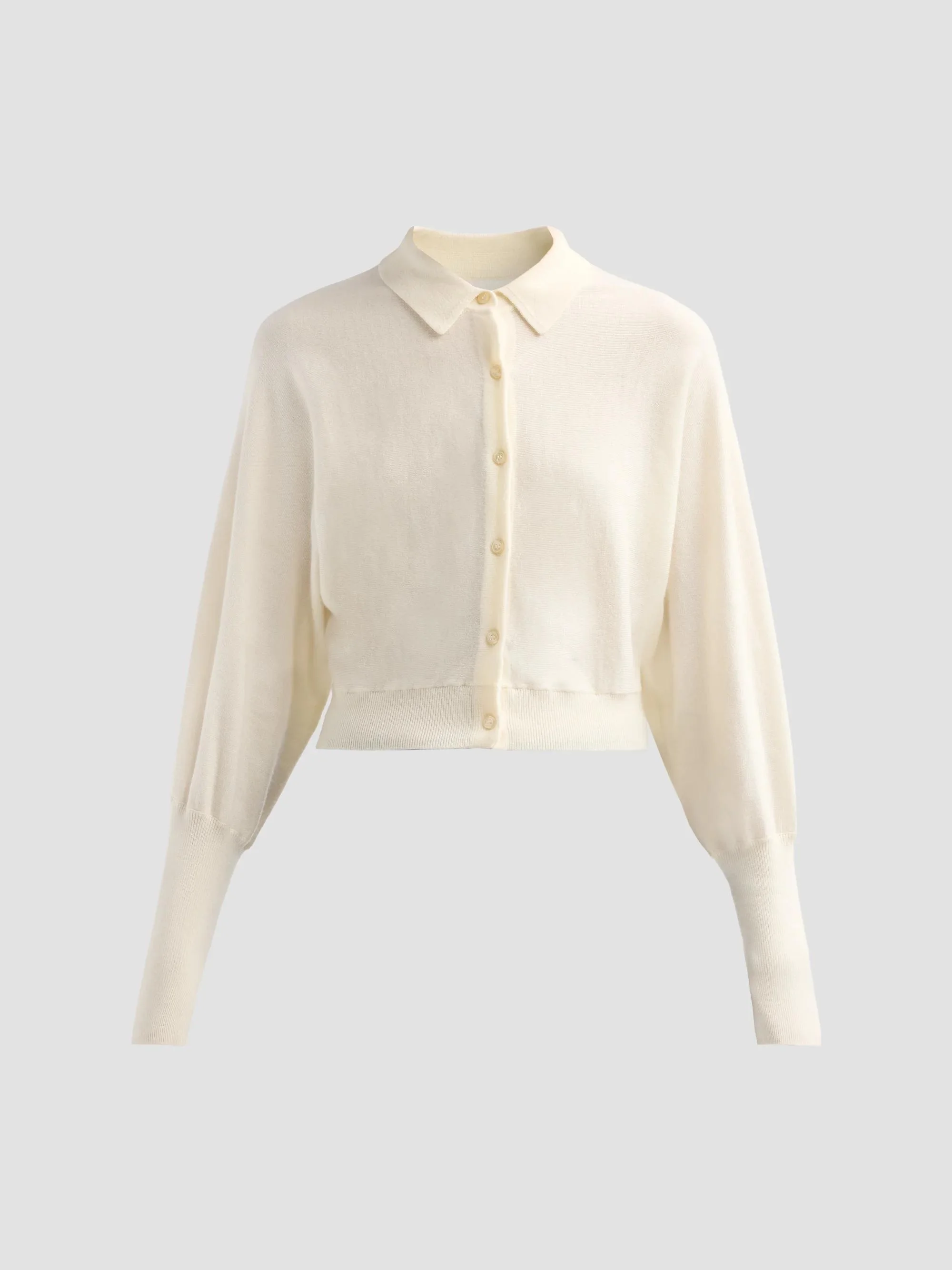 Women's Core Wool Crop Cardigan - Cream - 1