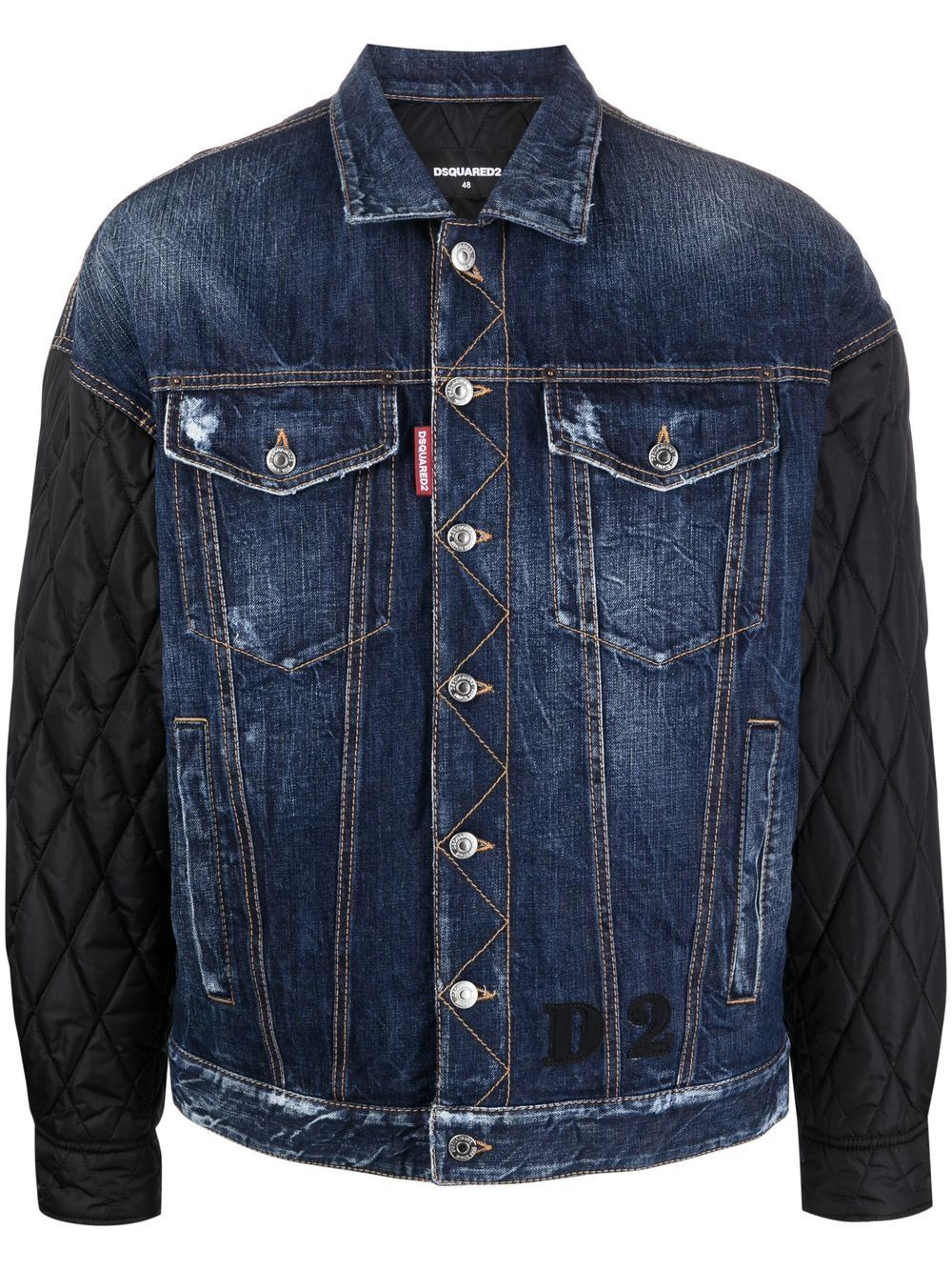 contrast-sleeve denim jacket - 1