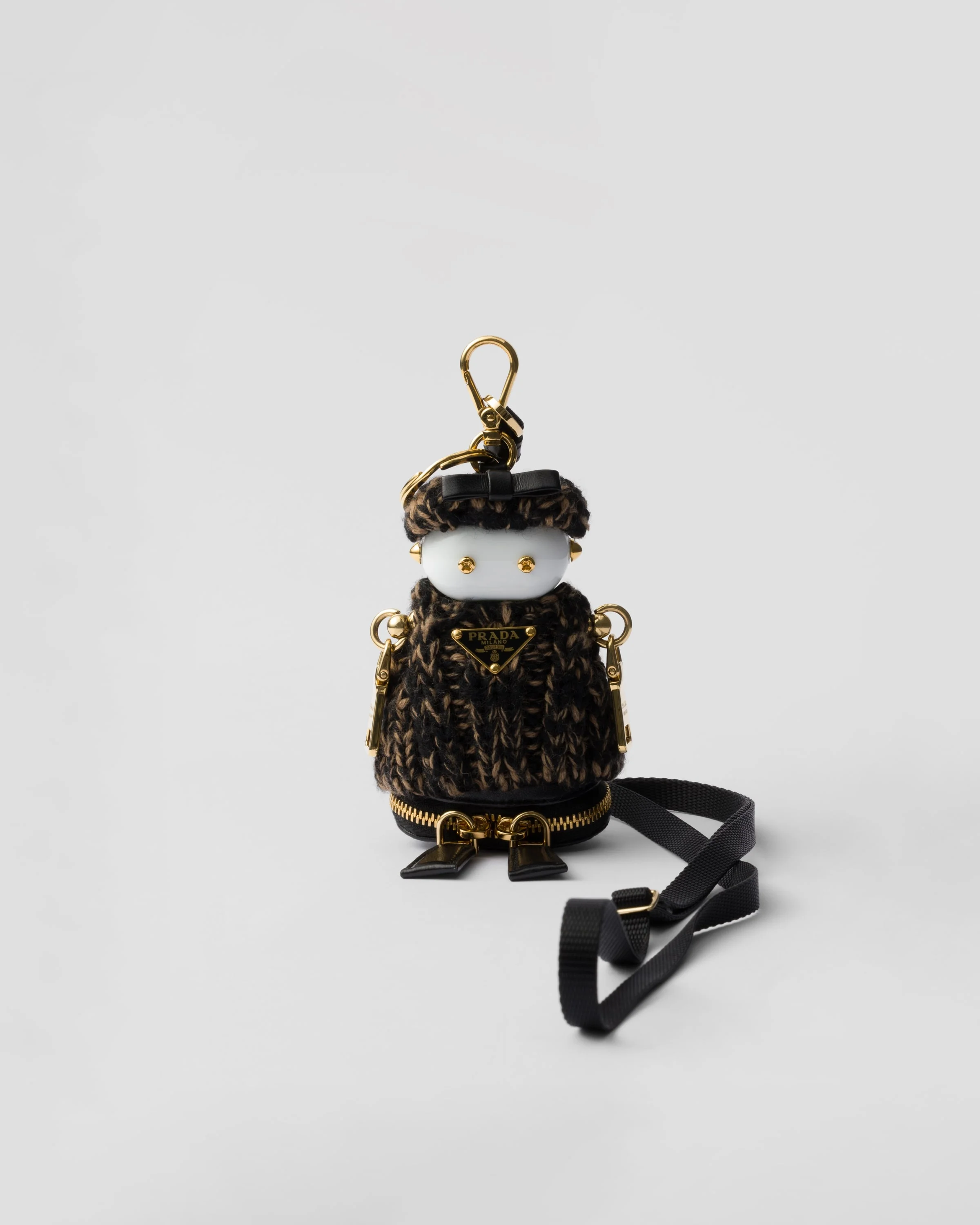 Soft Robot knitted bag charm with shoulder strap - 1