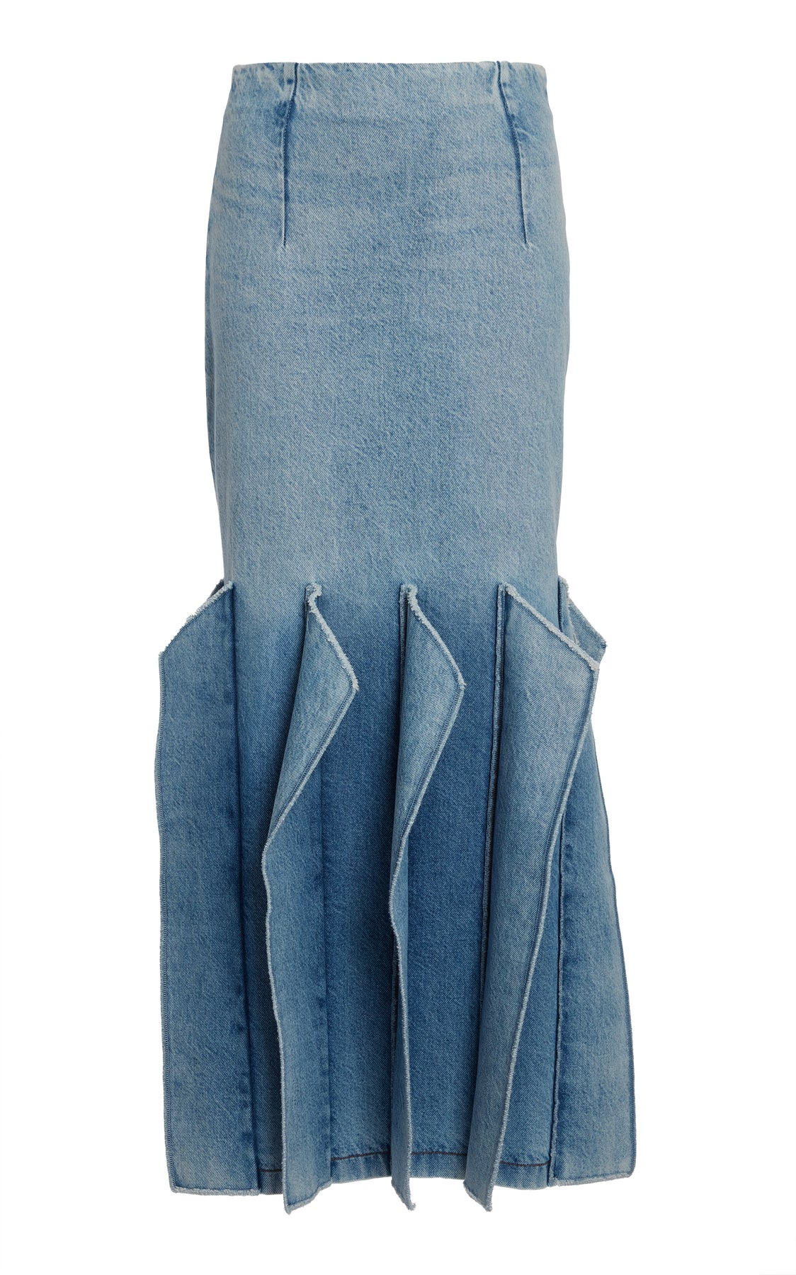 DENIM SKIRT WITH PANEL DETAIL MID BLUE - 8