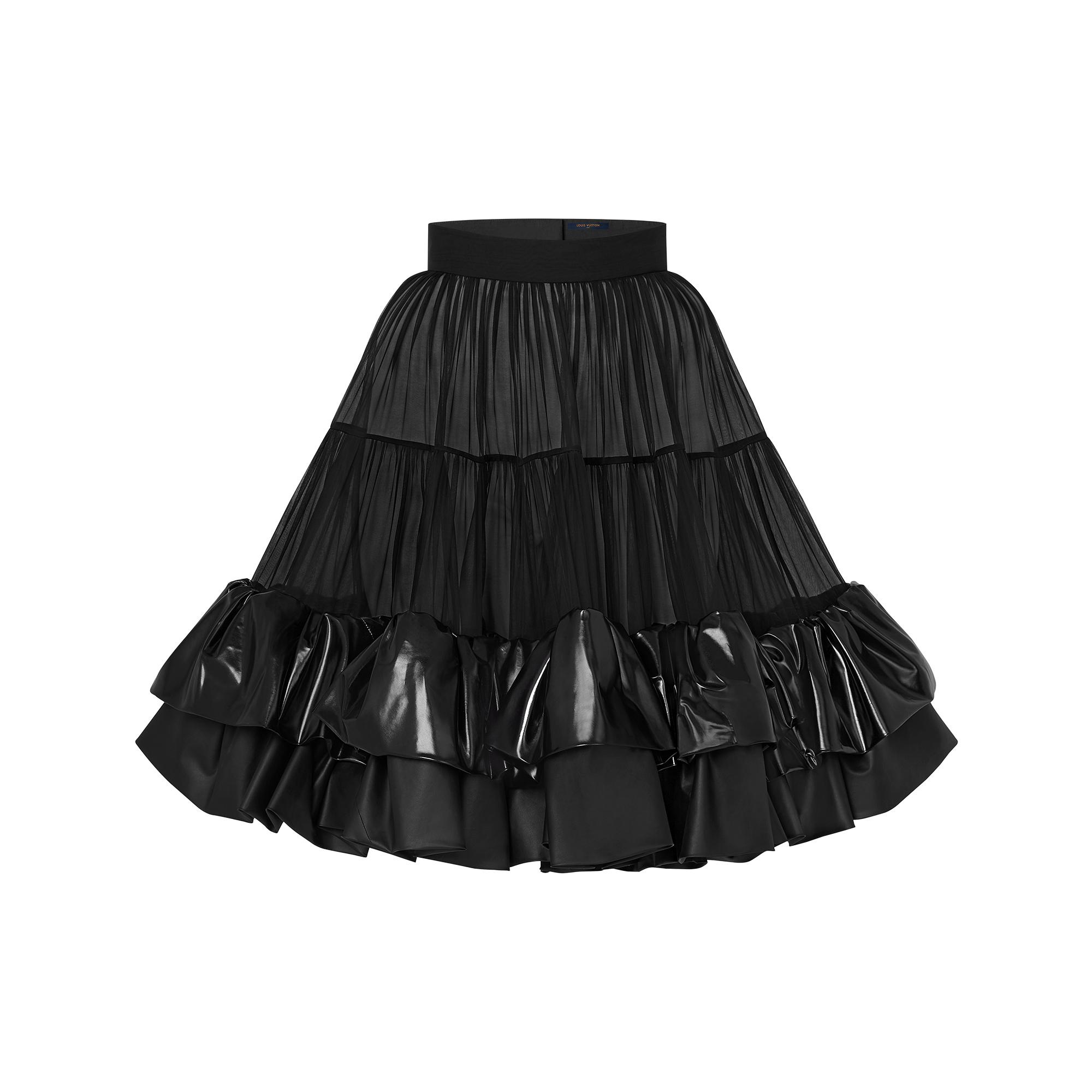 Sheer Tone-on-Tone Tiered Skirt with Ruffles  - 1